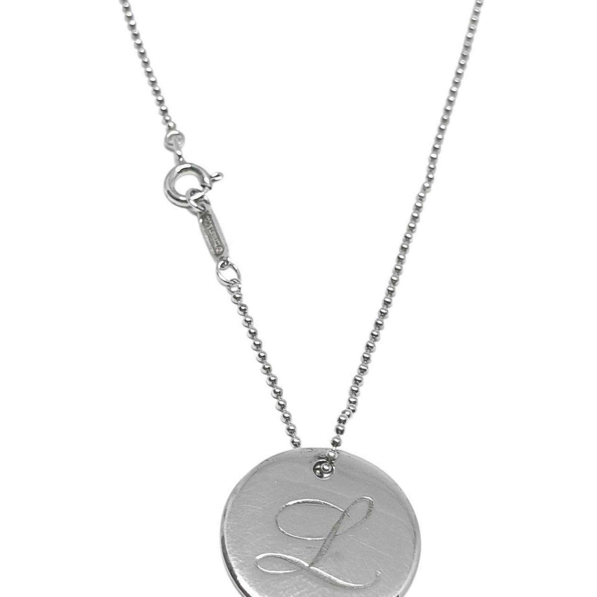 Tiffany & Co. Notes Letter 'L' Disc Charm Pendant Necklace