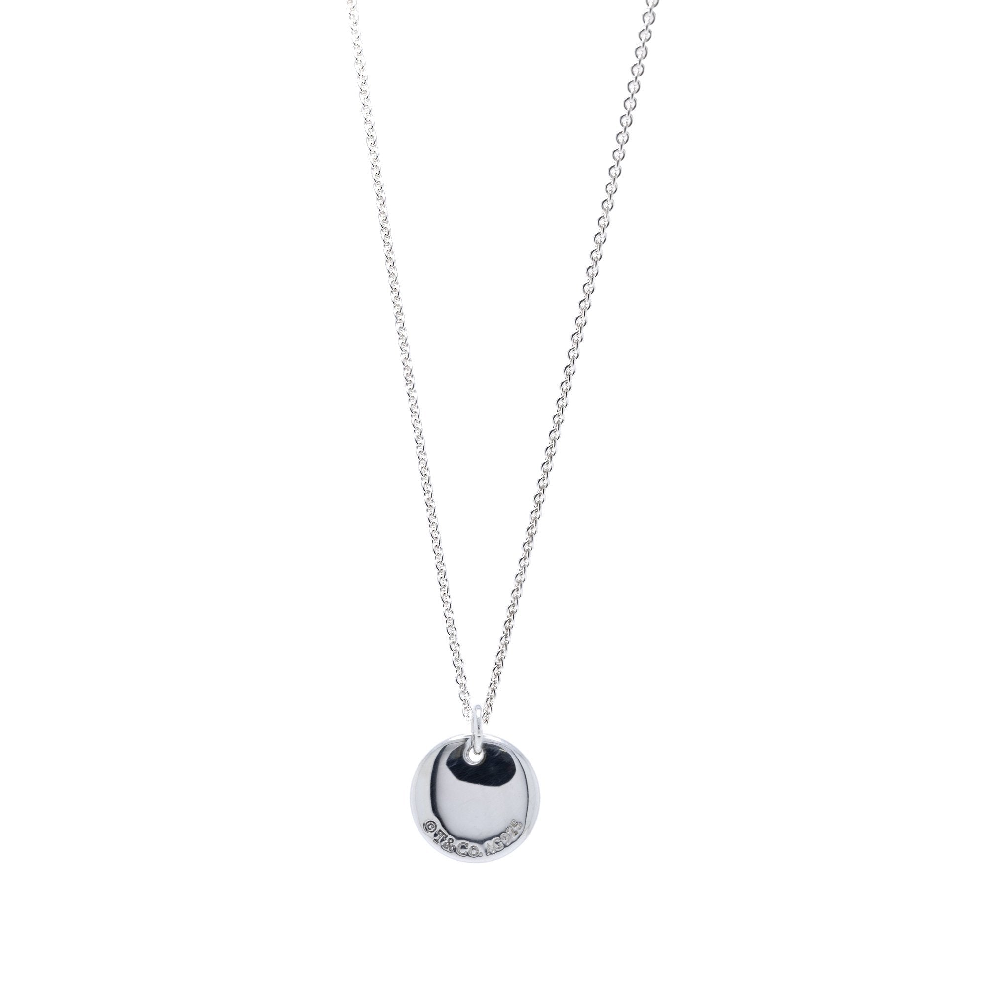 Tiffany & Co. Notes Letter 'M' Disc Charm Pendant Necklace
