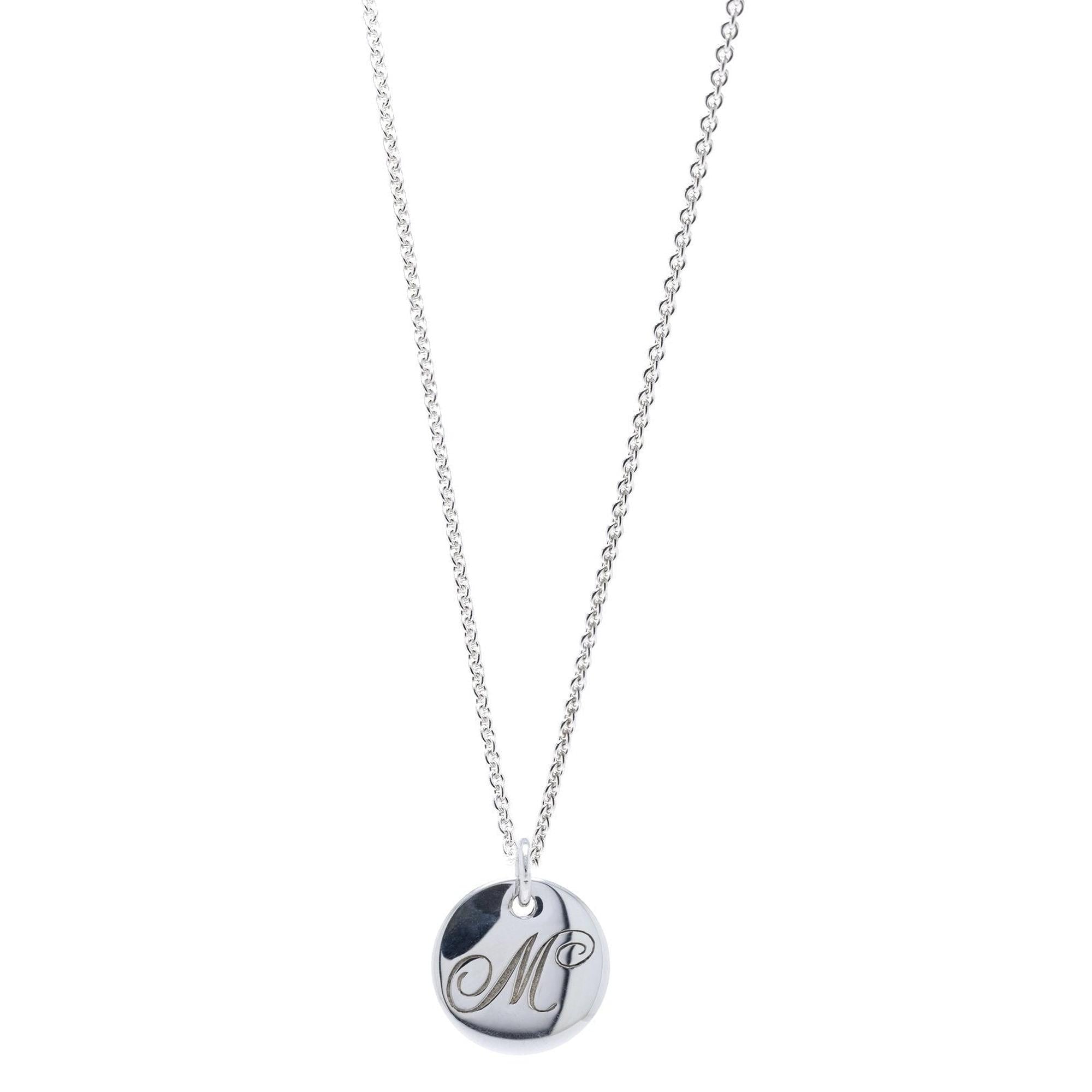 Tiffany & Co. Notes Letter 'M' Disc Charm Pendant Necklace