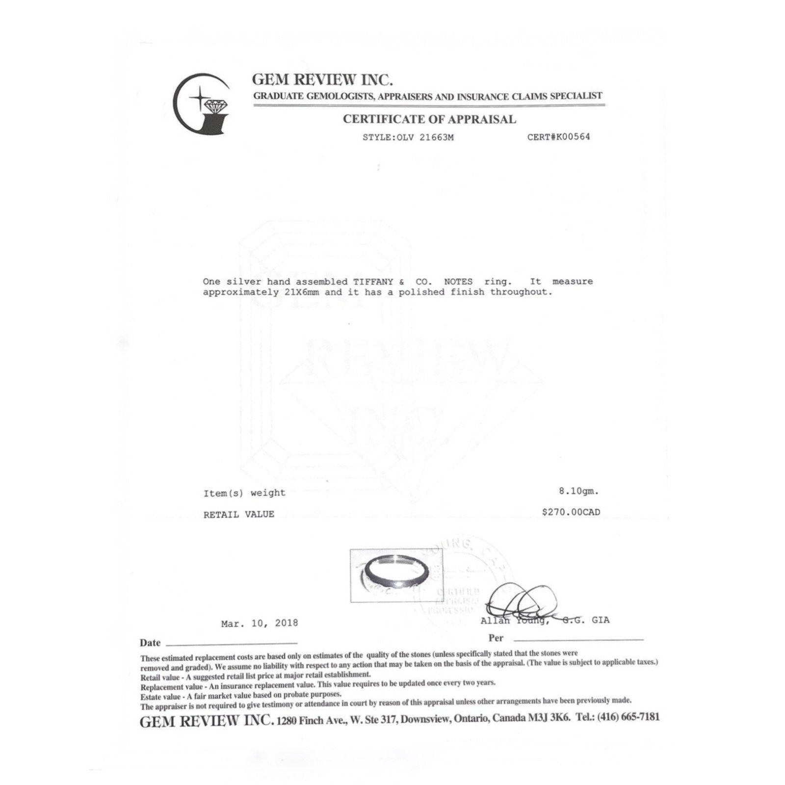 Tiffany & Co. Notes Ring in Sterling Silver