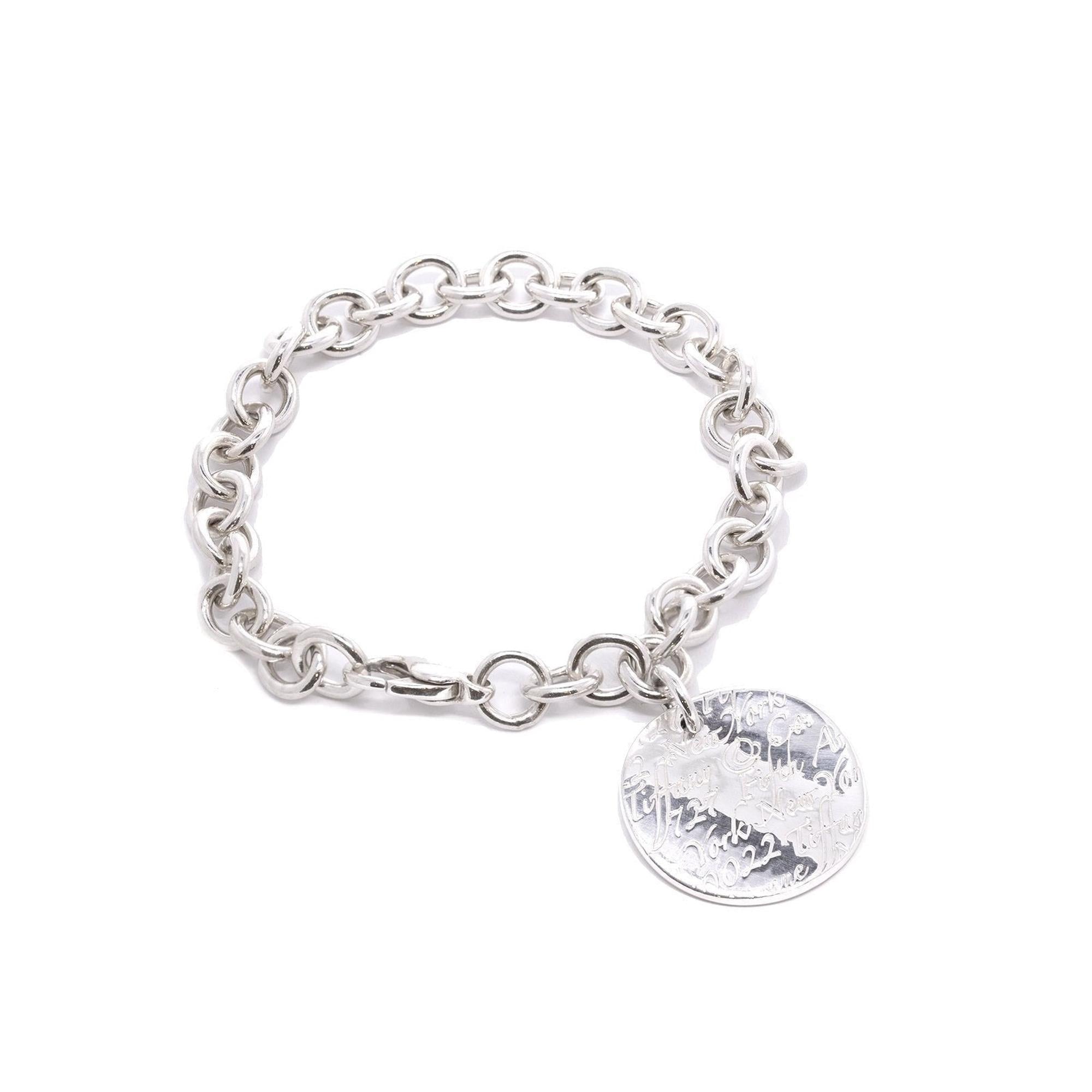 Tiffany & Co. Notes Round Tag Charm Bracelet