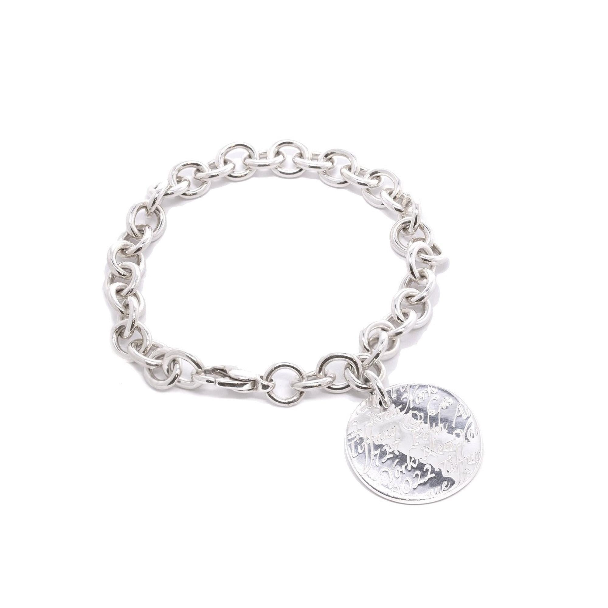 Tiffany & Co. Notes Round Tag Charm Bracelet