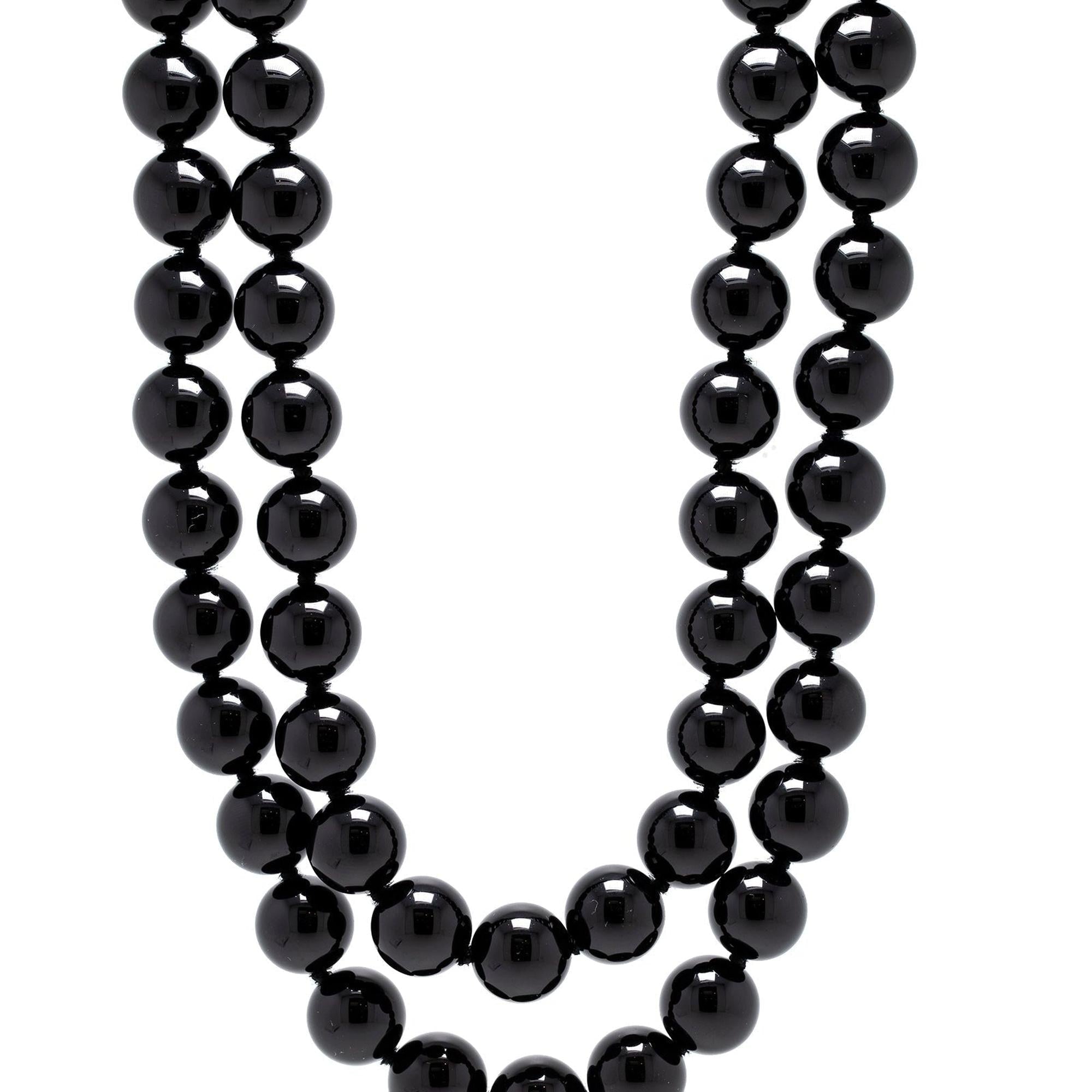 Tiffany & Co. Onyx Bead Strand Necklace, 80" Long