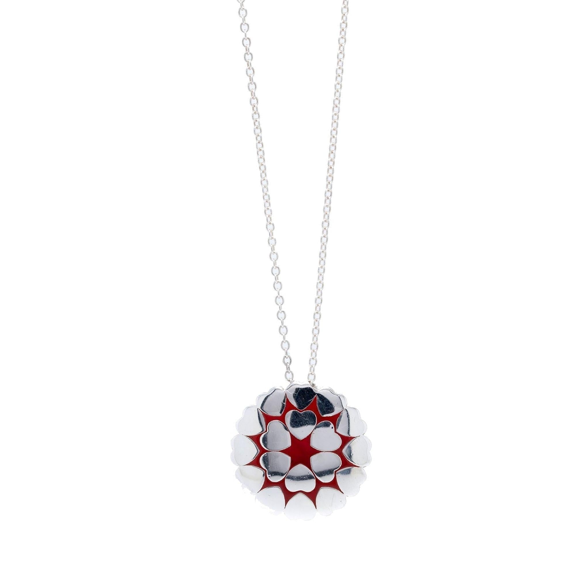 Tiffany & Co. Paloma Picasso Enamel Crown of Hearts Pendant Necklace