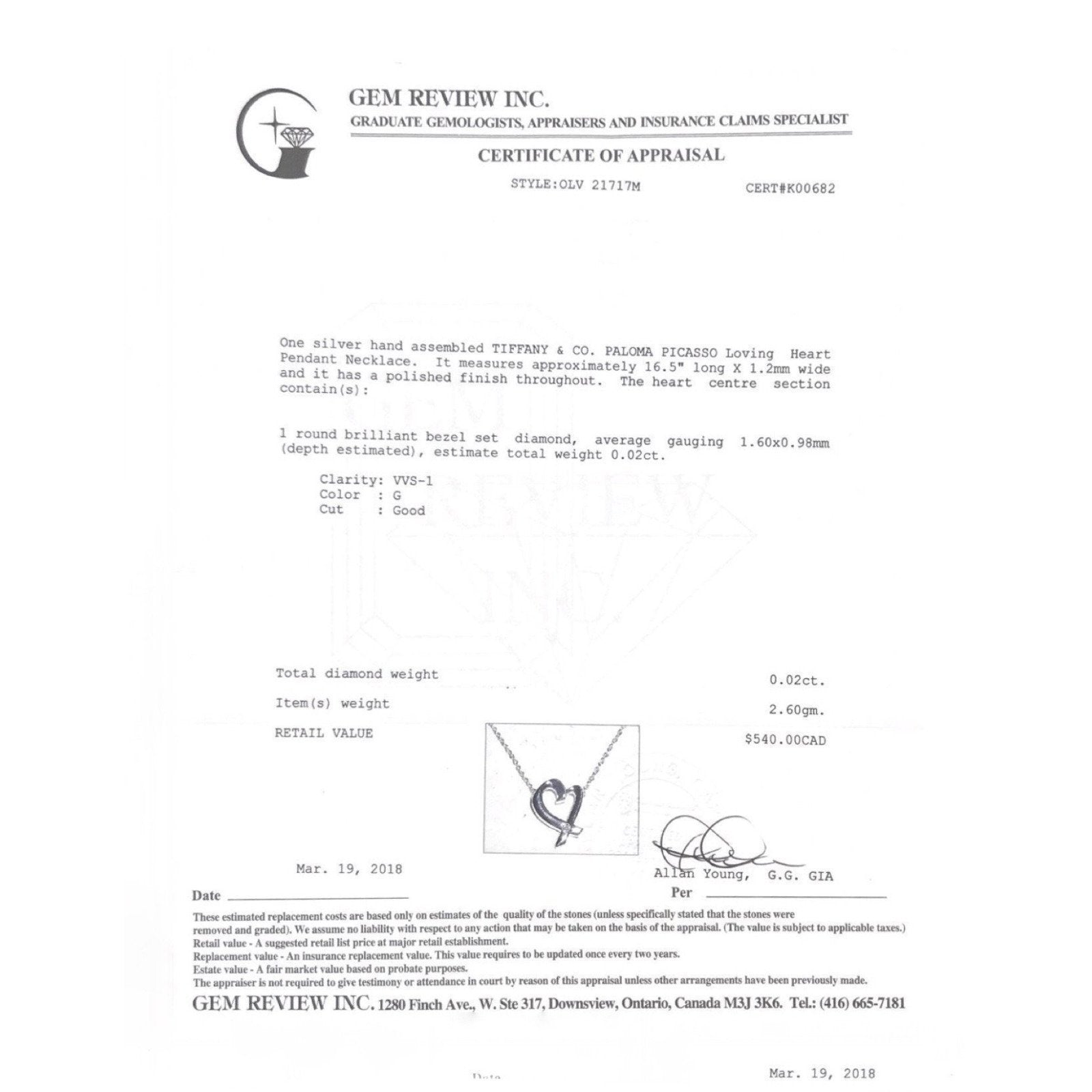 Tiffany & Co. Paloma Picasso Loving Heart Pendant Necklace in Sterling Silver