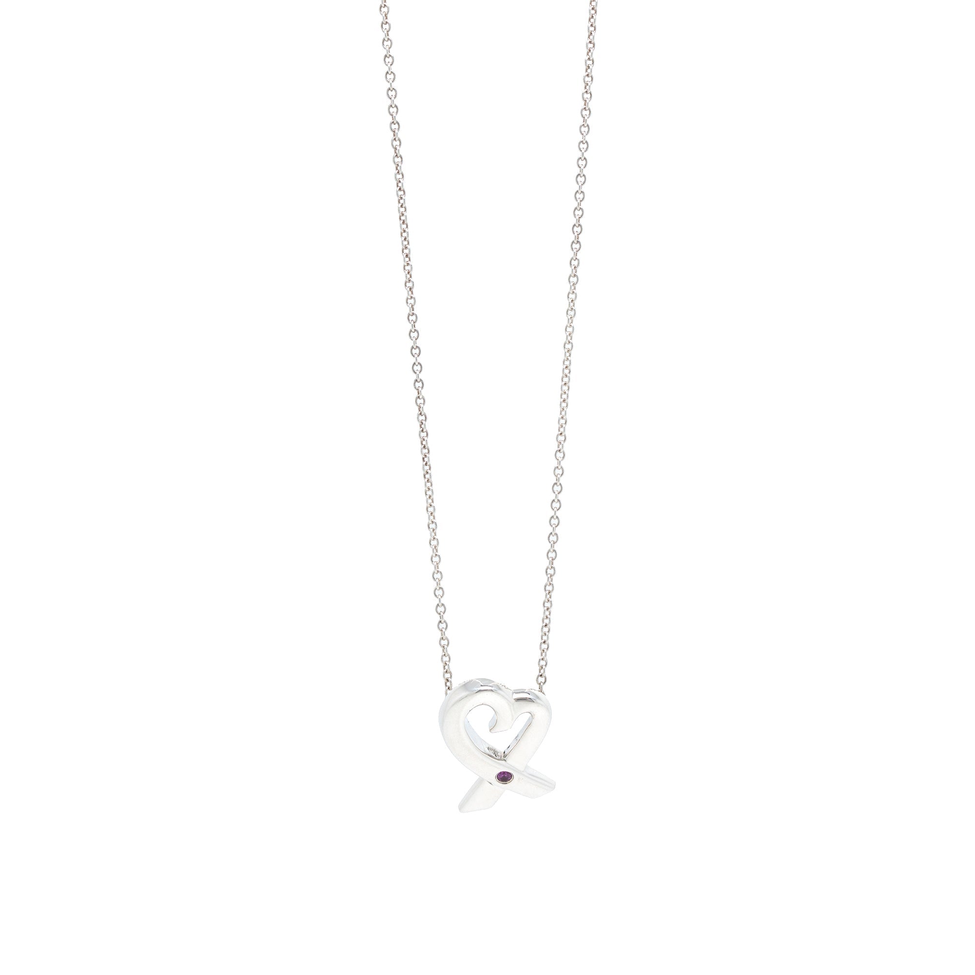 Tiffany & Co. Paloma Picasso Small Loving Heart Pendant Necklace with Pink Sapphire