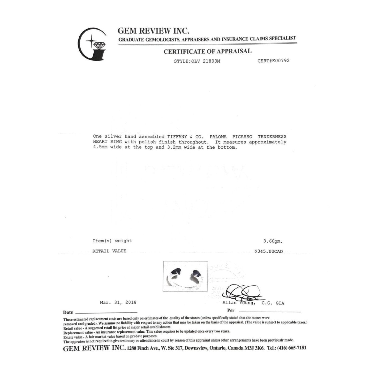 Tiffany & Co. Paloma Picasso Tenderness Heart Ring