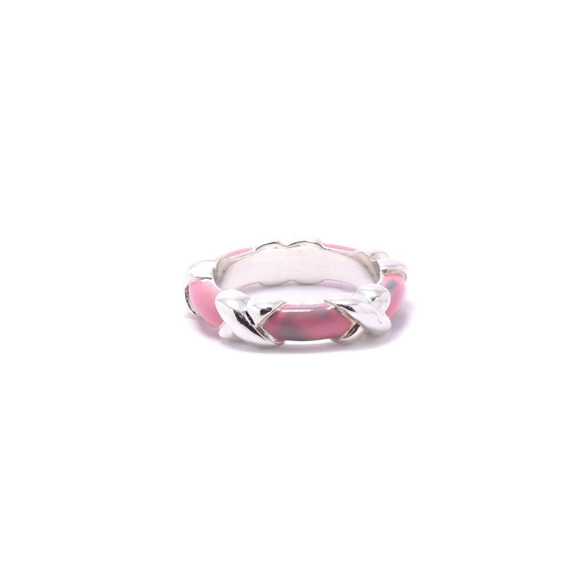 Tiffany & Co. Pink Enamel X Band Ring