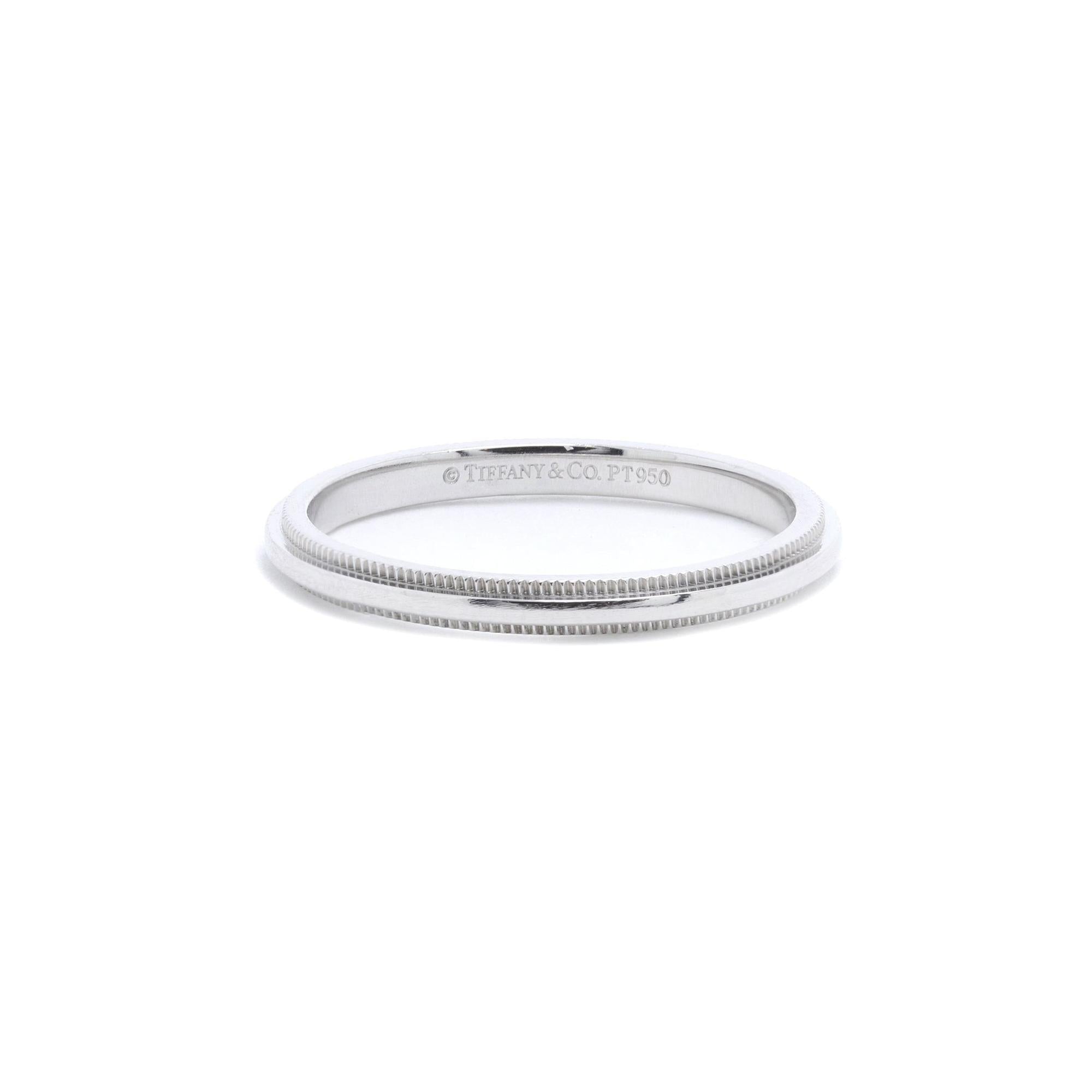 Tiffany & Co. Platinum Classic Milgrain Wedding Band Ring