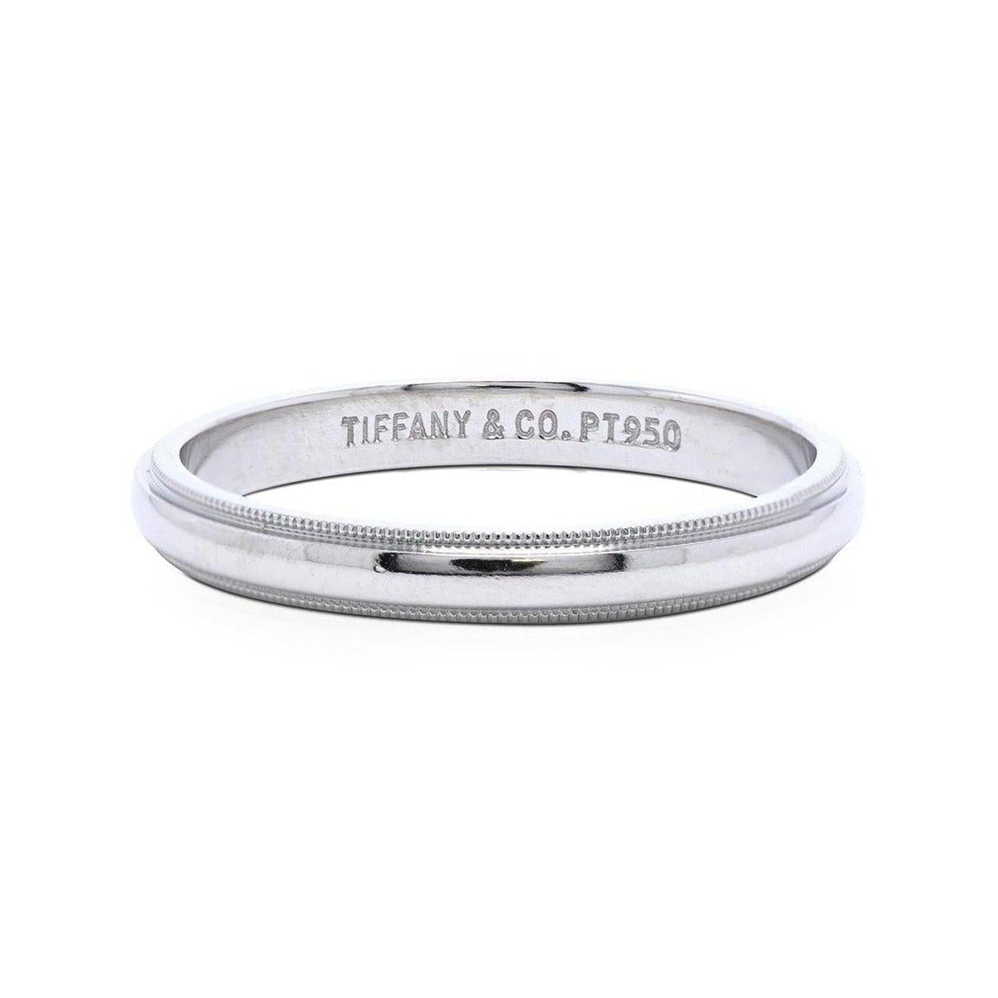 Tiffany & Co. Platinum Classic Milgrain Wedding Band Ring