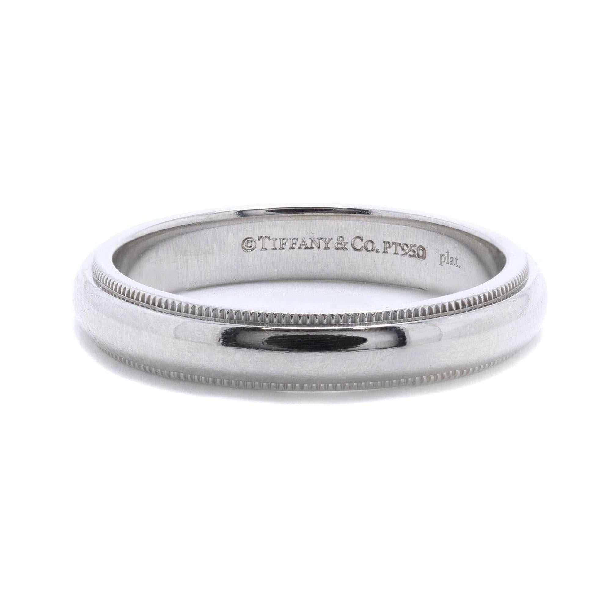 Tiffany & Co. Platinum Classic Milgrain Wedding Band Ring