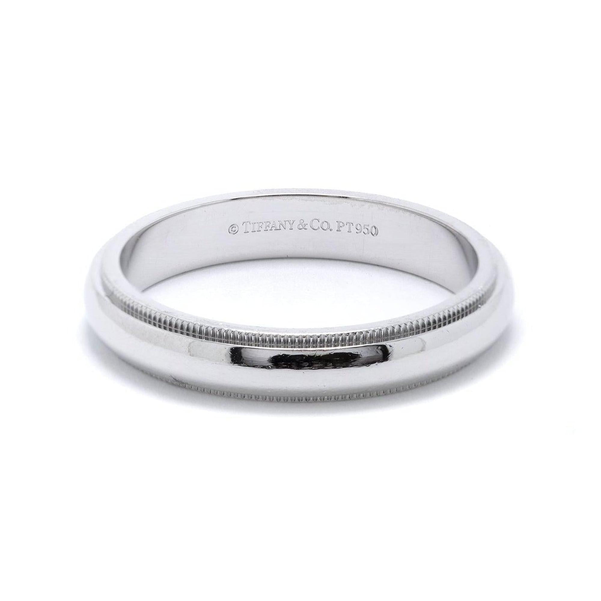 Tiffany & Co. Platinum Classic Milgrain Wedding Band Ring