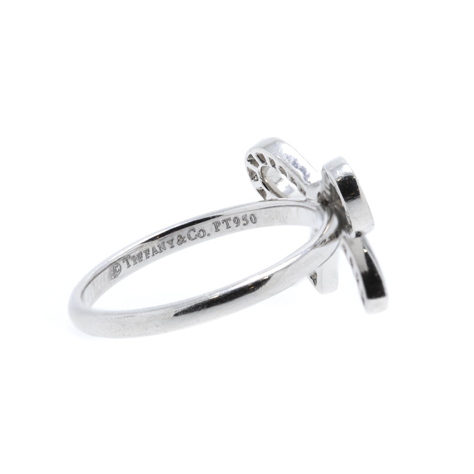Tiffany Co Platinum Diamond Bow Ring w Box 4