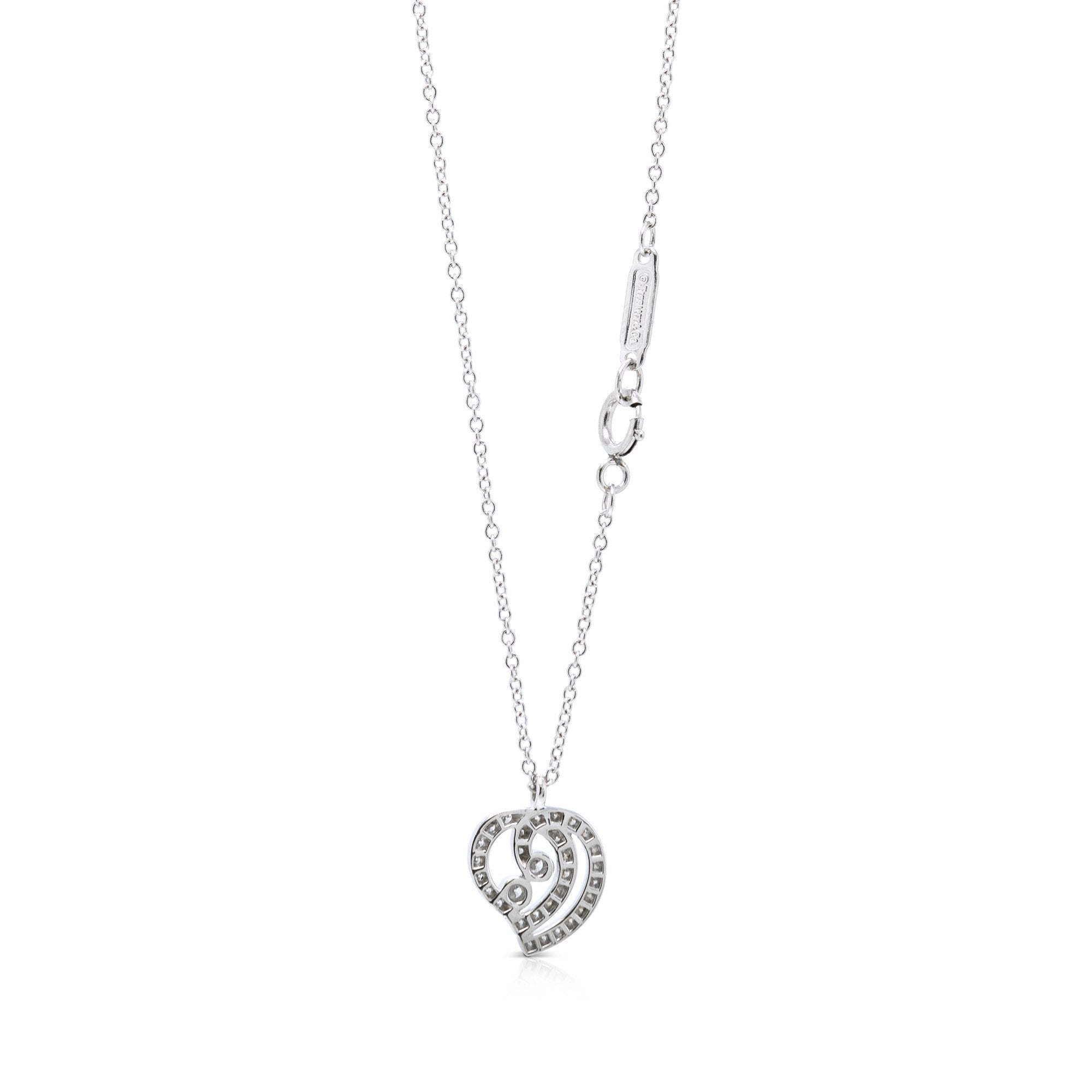 Tiffany & Co. Platinum & Diamond Enchant Heart Pendant Necklace