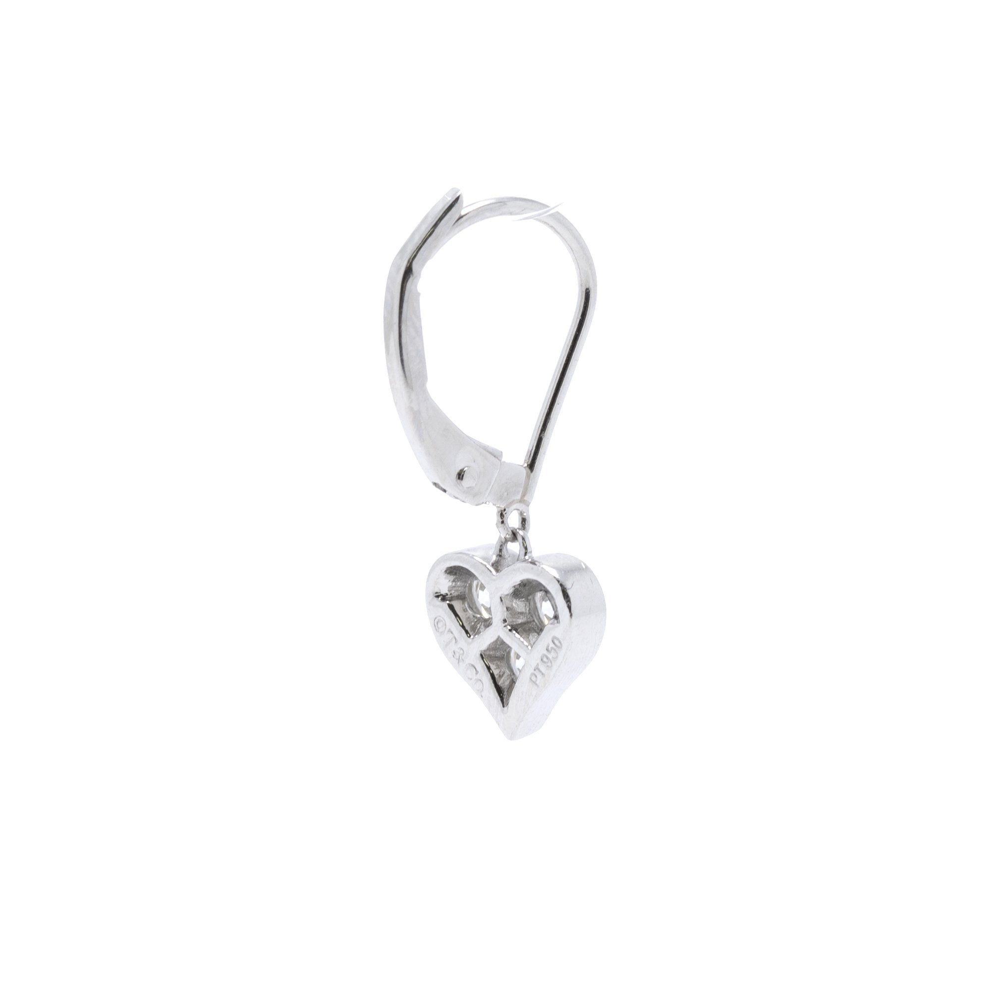 Tiffany & Co. Platinum & Diamond Single Heart Drop Earring