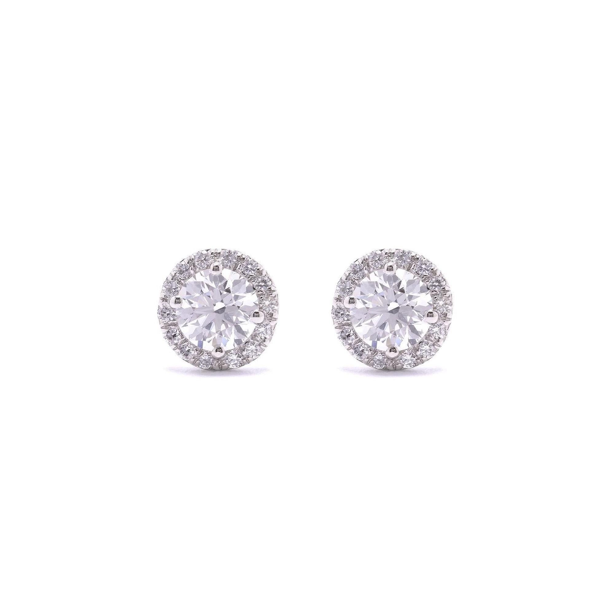 Tiffany & Co. Platinum Diamond Soleste Earrings w/ Diamond Certificates