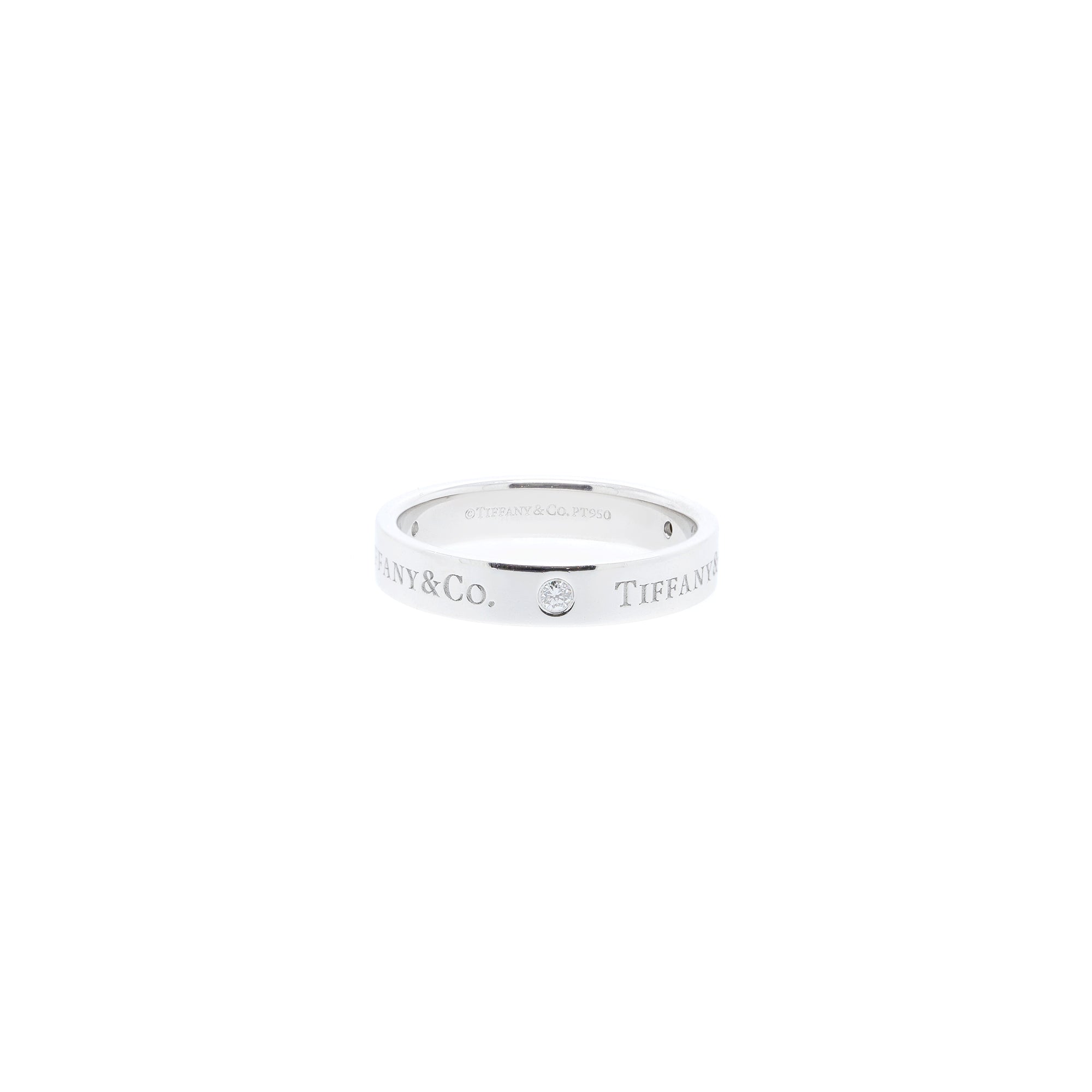 Tiffany & Co. Platinum & Three Diamond Logo Band Ring