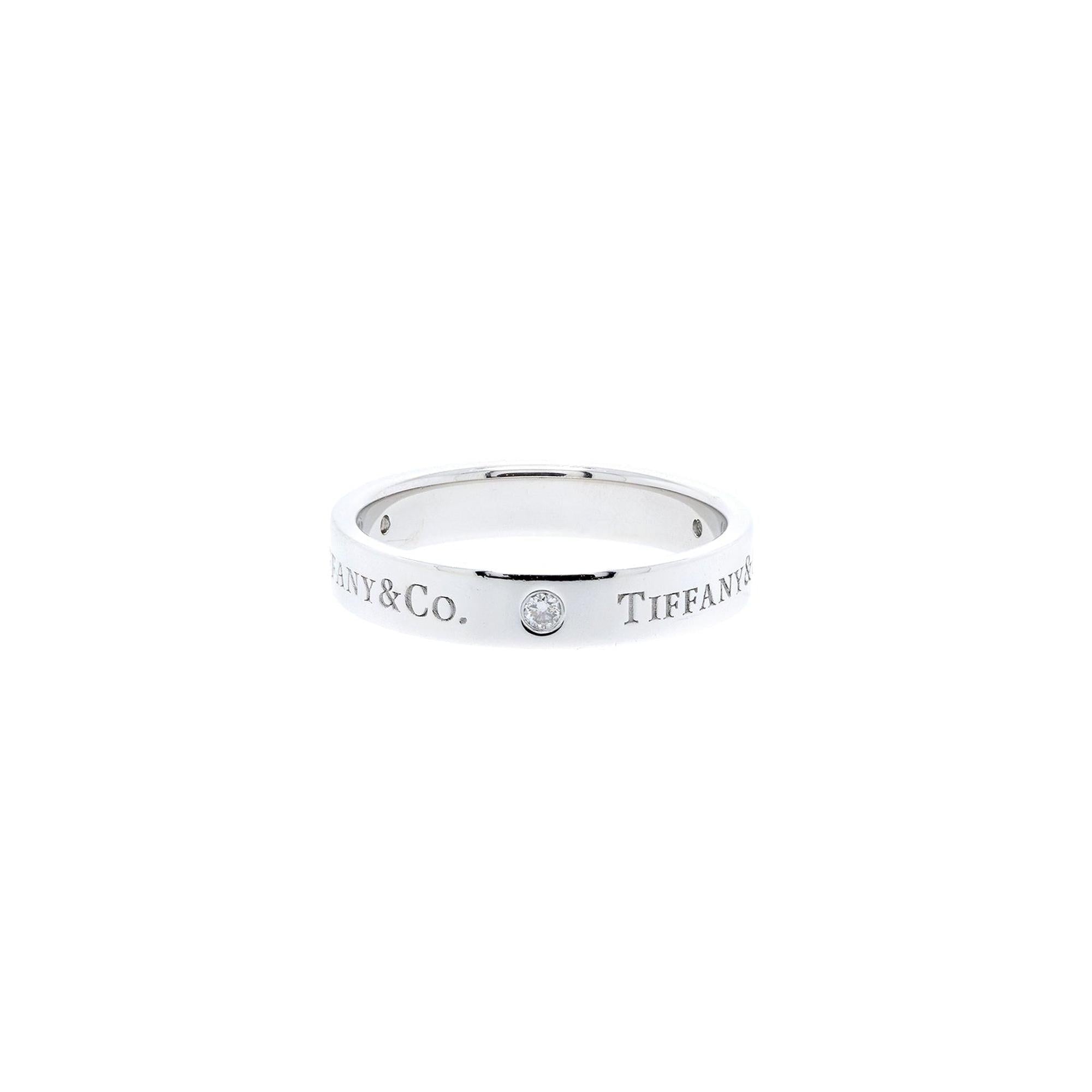 Tiffany & Co. Platinum & Three Diamond Logo Band Ring