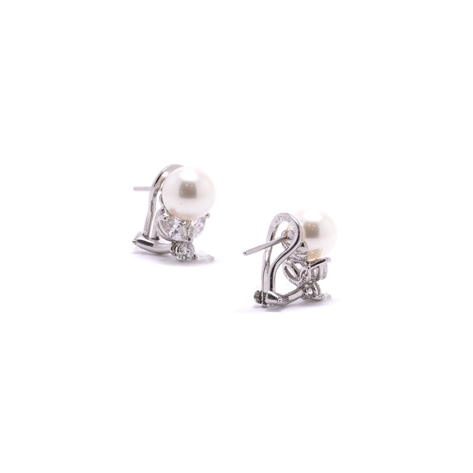 Tiffany & Co. Platinum Victoria Pearl & Diamond Earrings