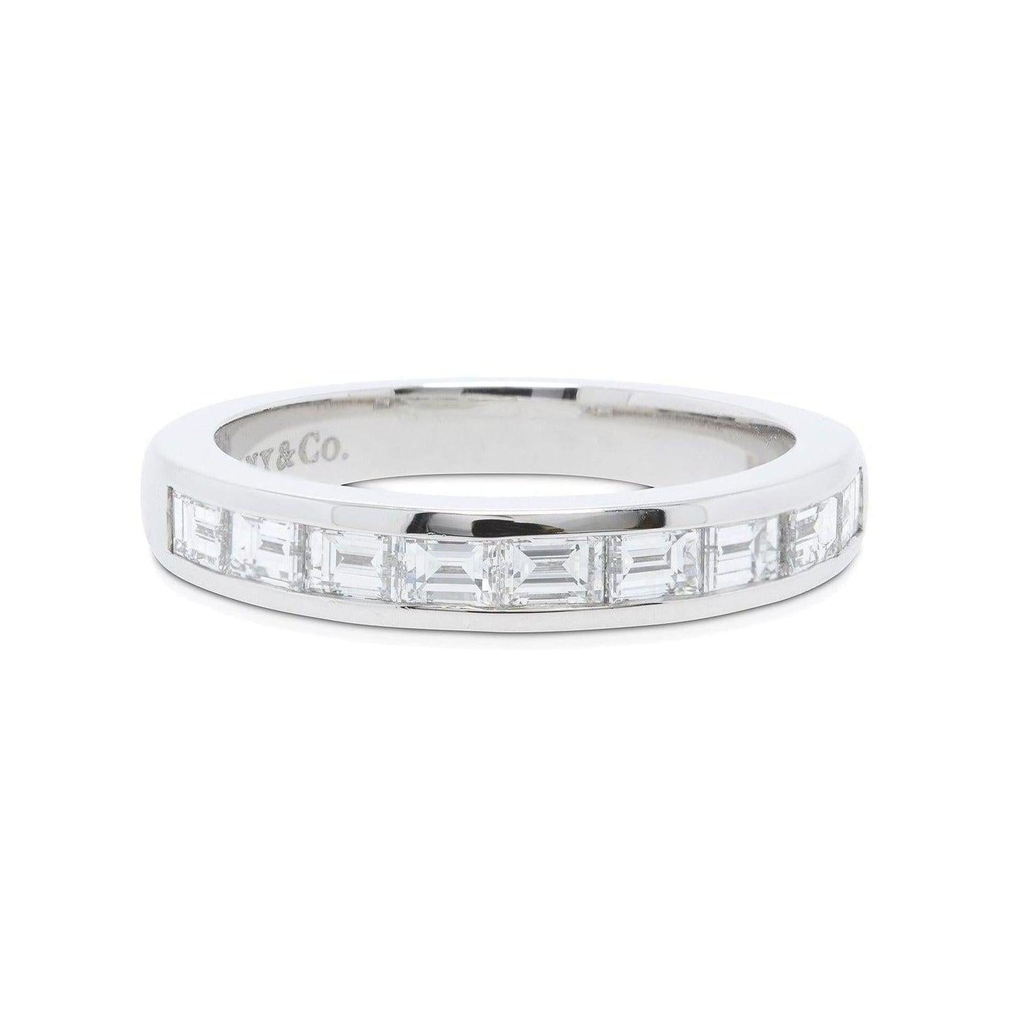Tiffany & Co. Platinum and Diamond Baguette Half Circle Wedding Band Ring