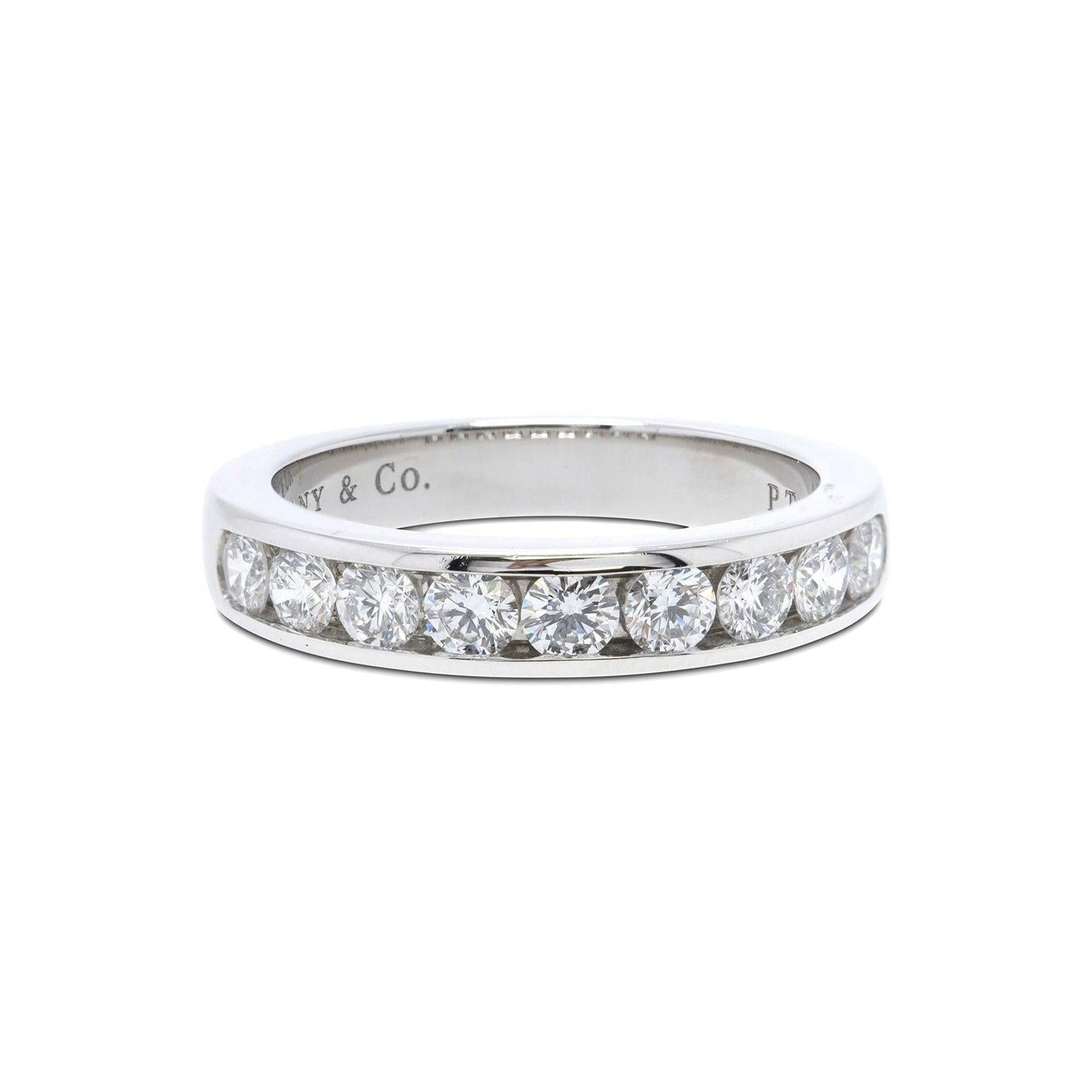 Tiffany & Co. Platinum and Diamond Half Circle Wedding Band Ring