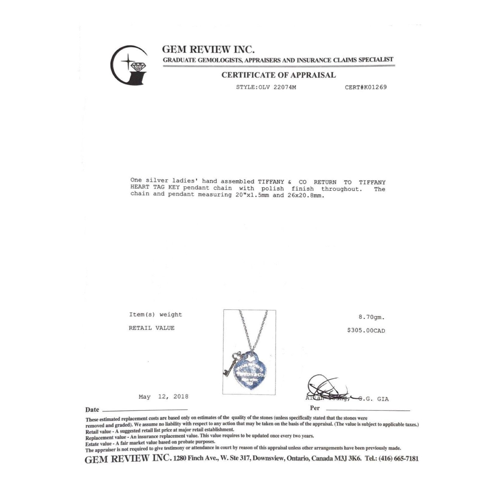 Tiffany & Co. Return to Tiffany Heart Key Pendant Necklace