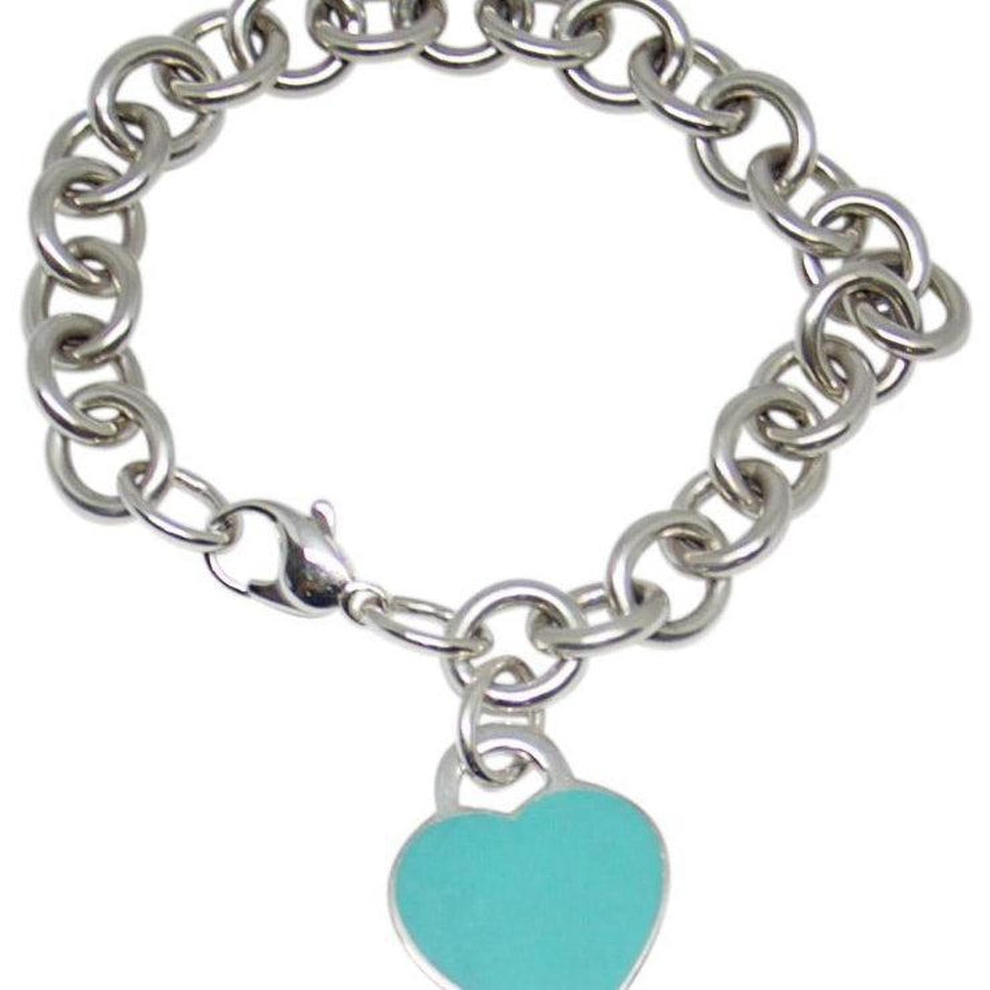 Tiffany & Co. Return to Tiffany Heart Tag Charm Bracelet with Blue Enamel