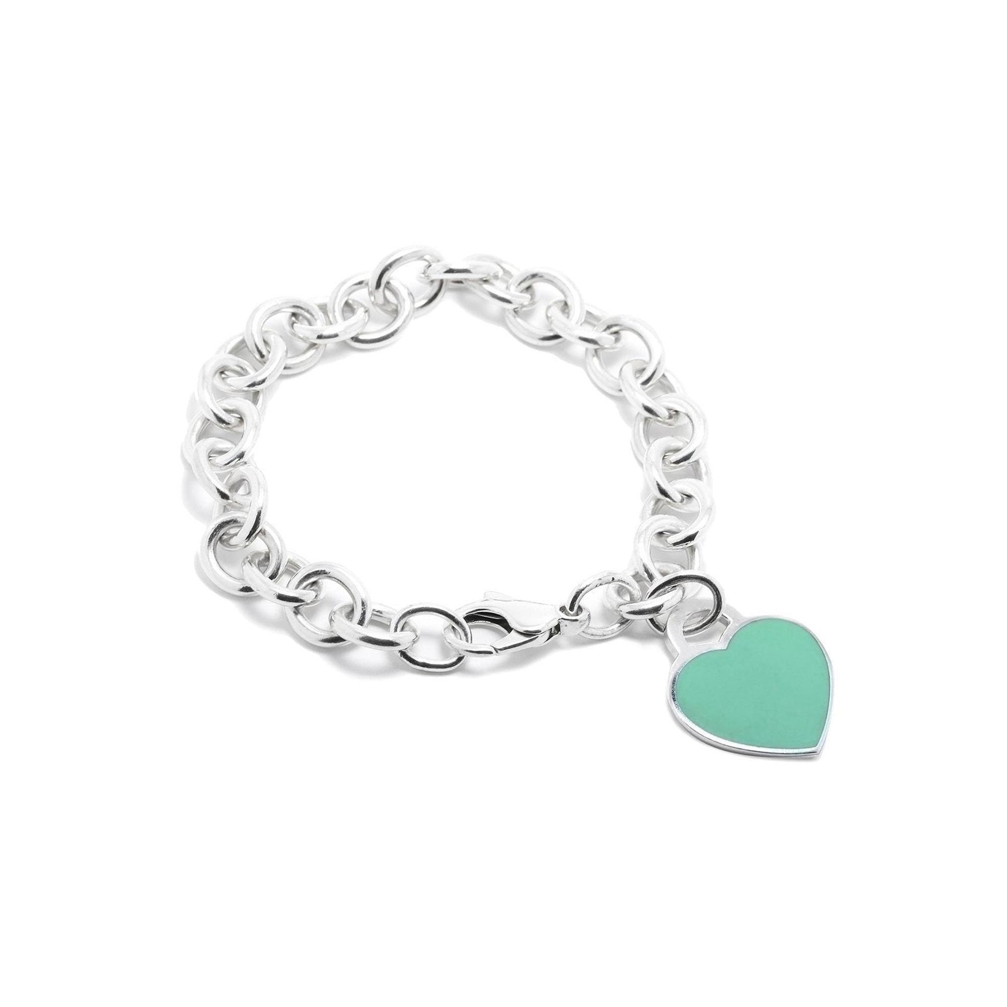 Tiffany & Co. Return to Tiffany Heart Tag Charm Bracelet with Blue Enamel