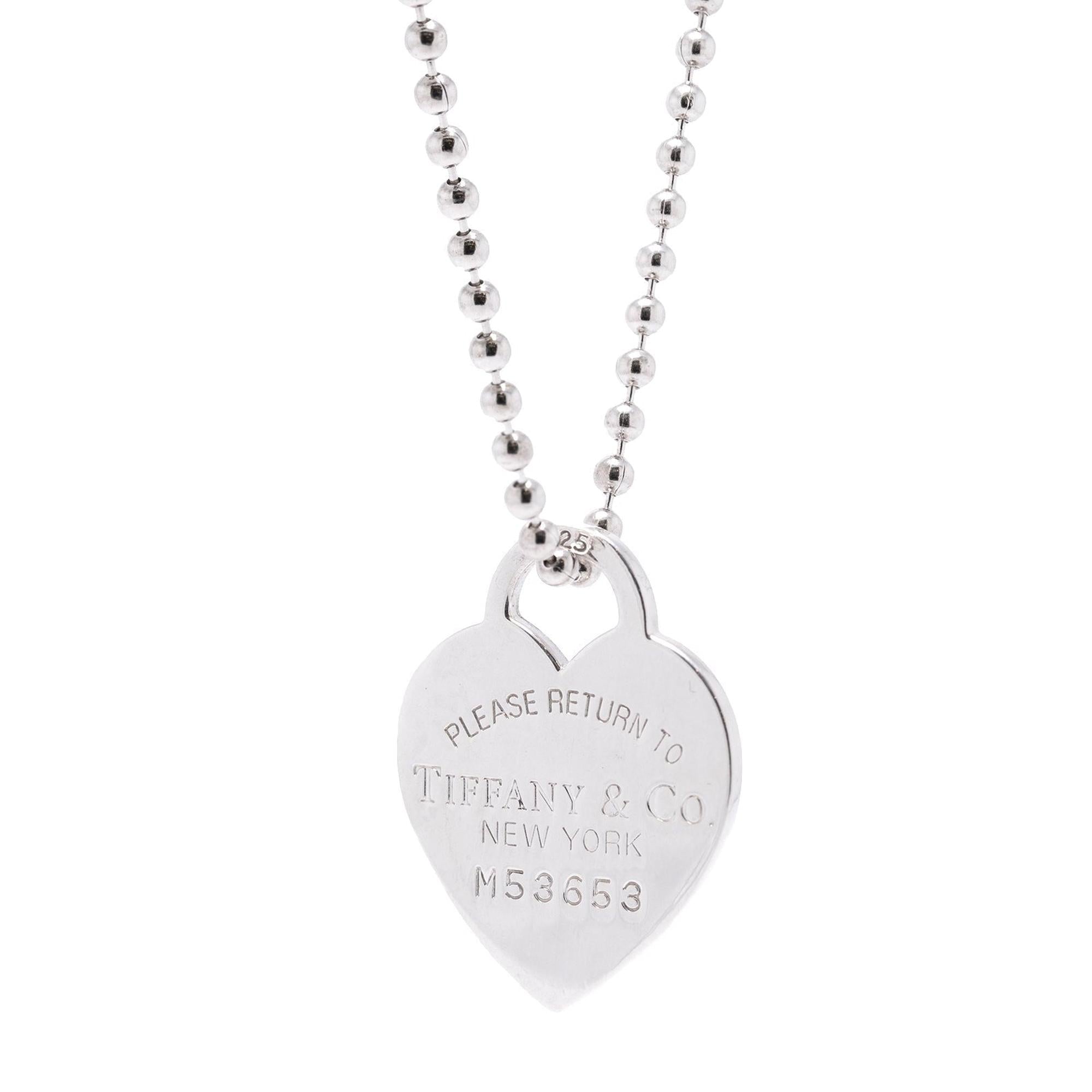 Tiffany & Co. Return to Tiffany Large Heart Tag Pendant on Beaded Chain