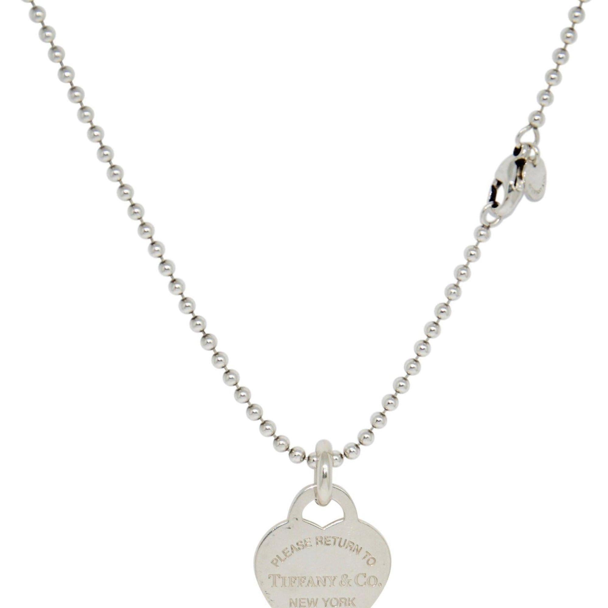 Tiffany & Co. Return to Tiffany Medium Heart Tag Pendant on Beaded Chain