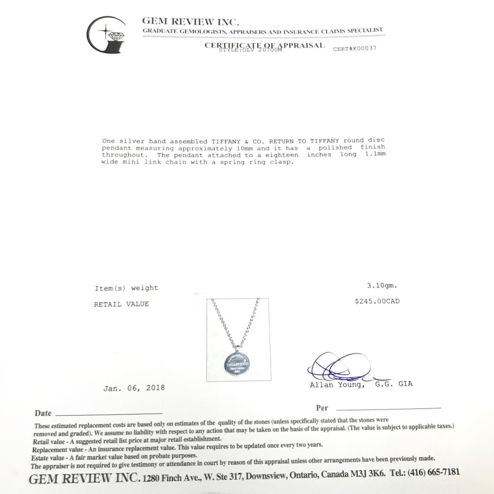 Tiffany & Co. Return to Tiffany Mini Circle Pendant Necklace