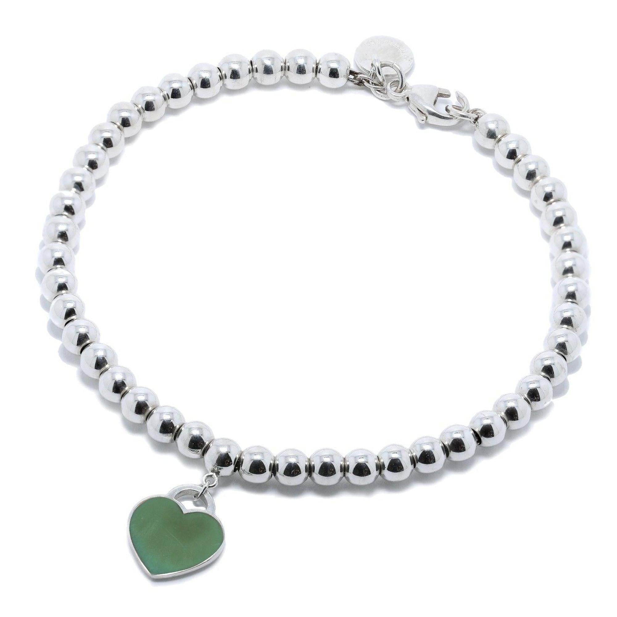 Tiffany & Co. Return to Tiffany Mini Heart Tag Bead Bracelet with Blue Enamel