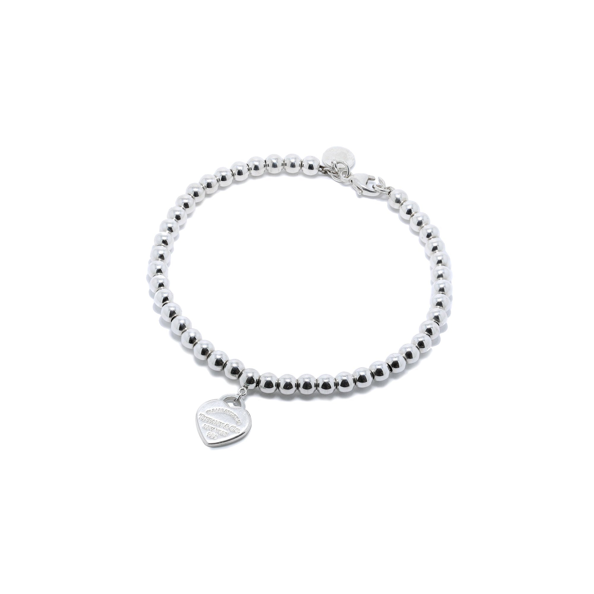 Tiffany & Co. Return to Tiffany Mini Heart Tag Bead Bracelet with Blue Enamel
