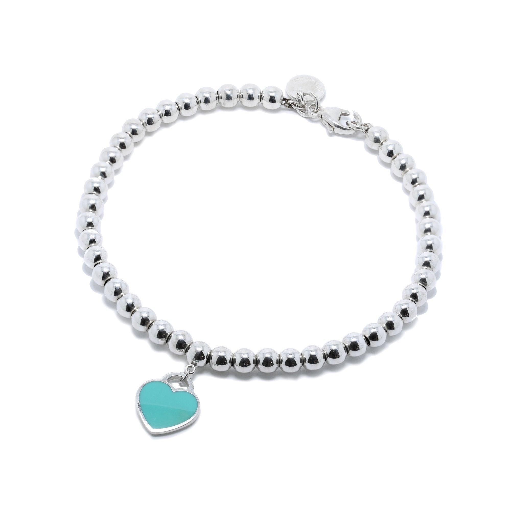 Tiffany & Co. Return to Tiffany Mini Heart Tag Bead Bracelet with Blue Enamel