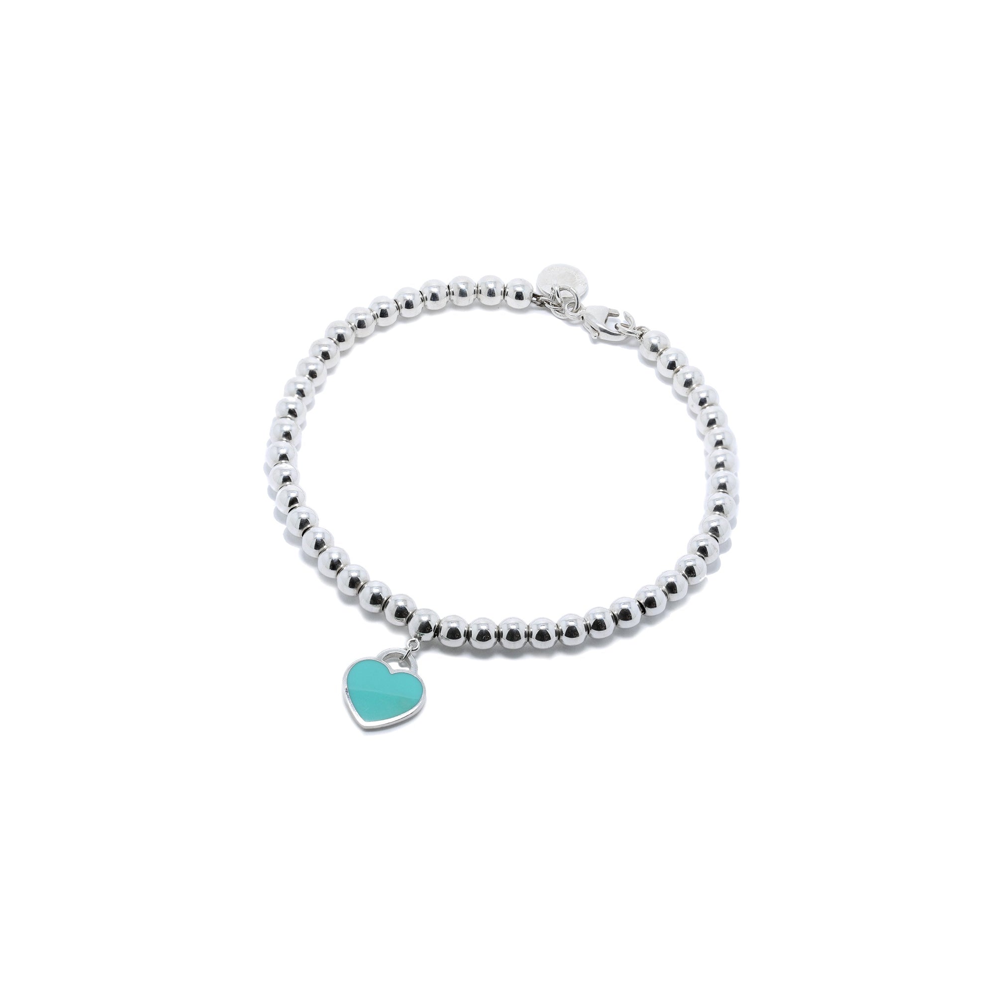 Tiffany & Co. Return to Tiffany Mini Heart Tag Bead Bracelet with Blue Enamel