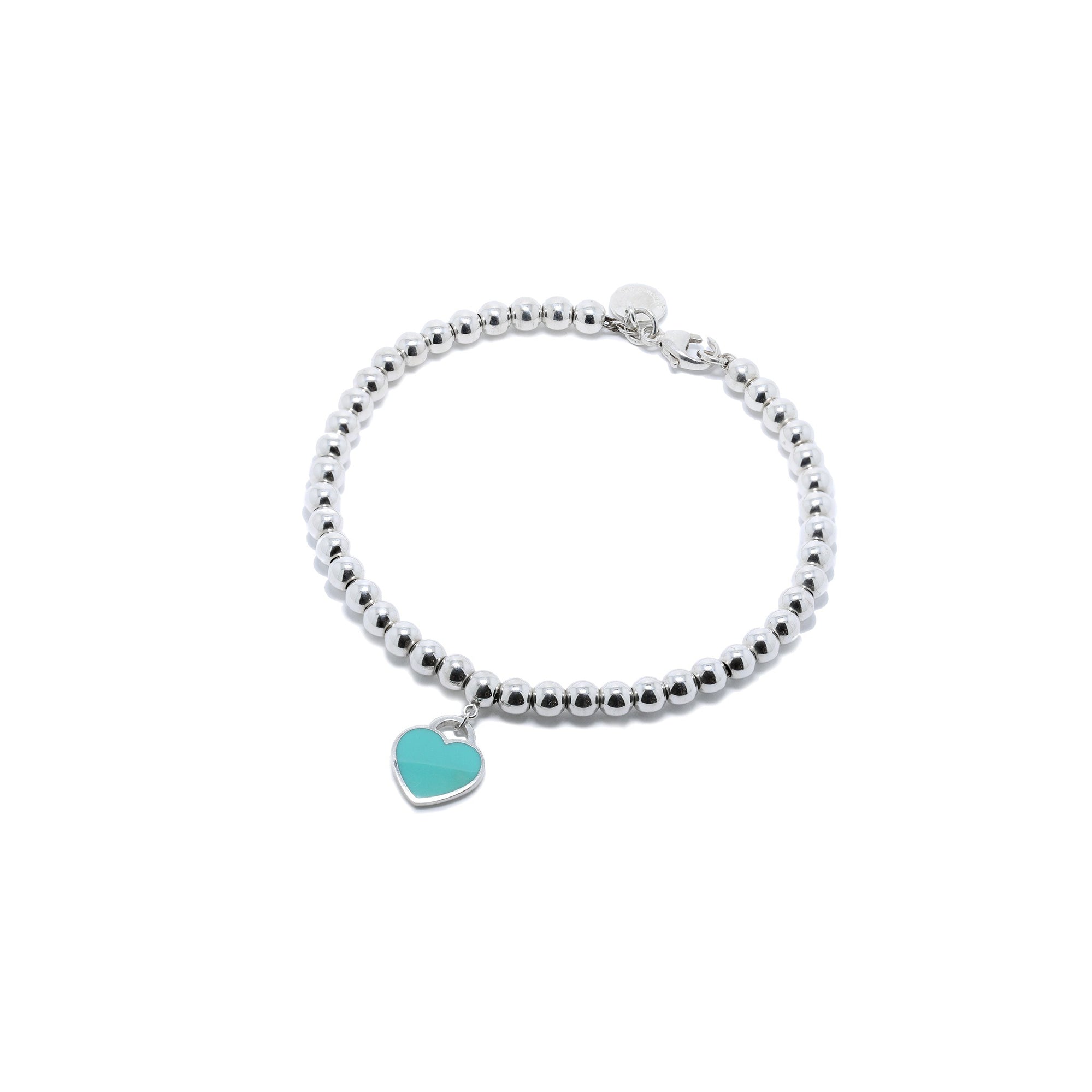 Tiffany & Co. Return to Tiffany Mini Heart Tag Bead Bracelet with Blue Enamel