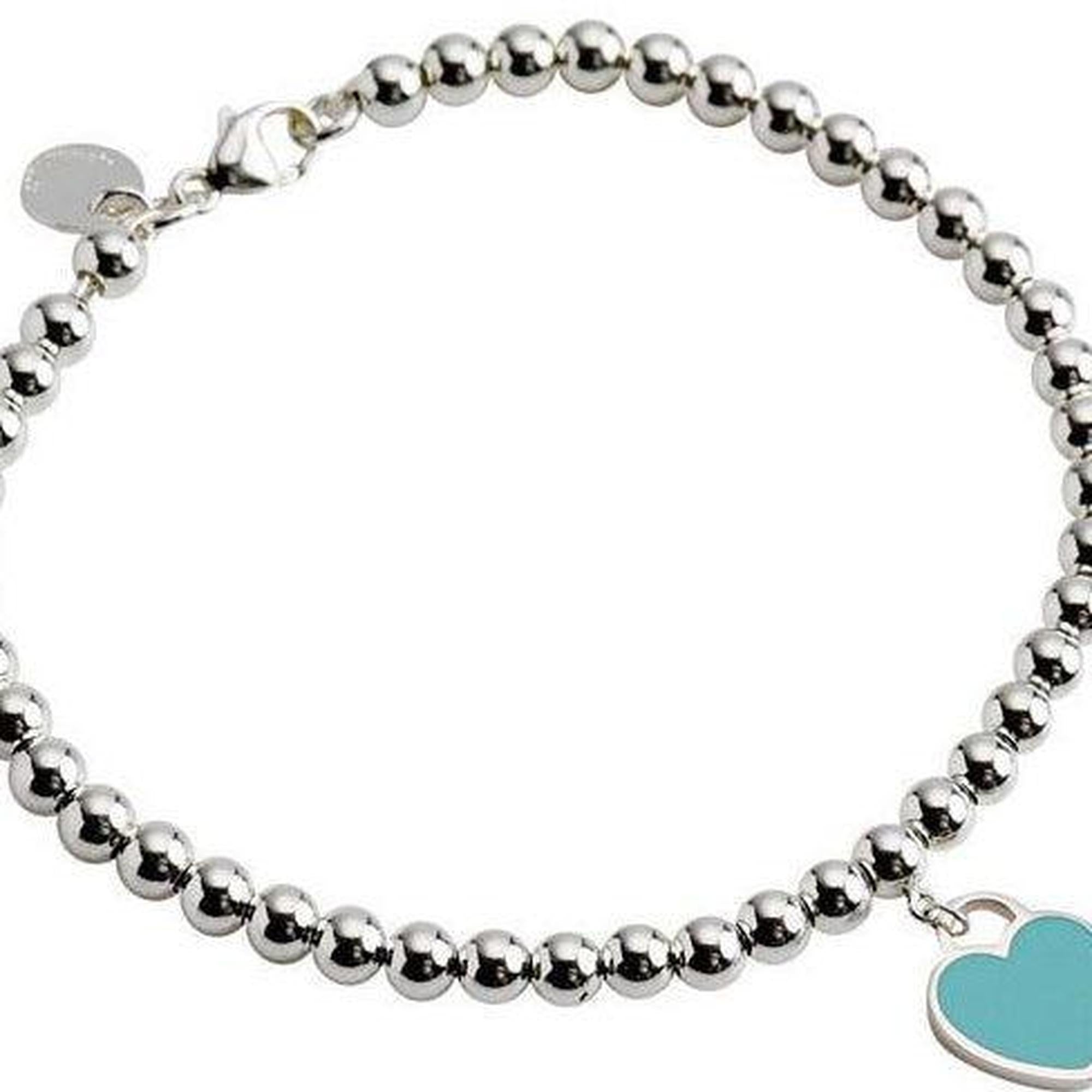 Tiffany & Co. Return to Tiffany Mini Heart Tag Bead Bracelet with Blue Enamel
