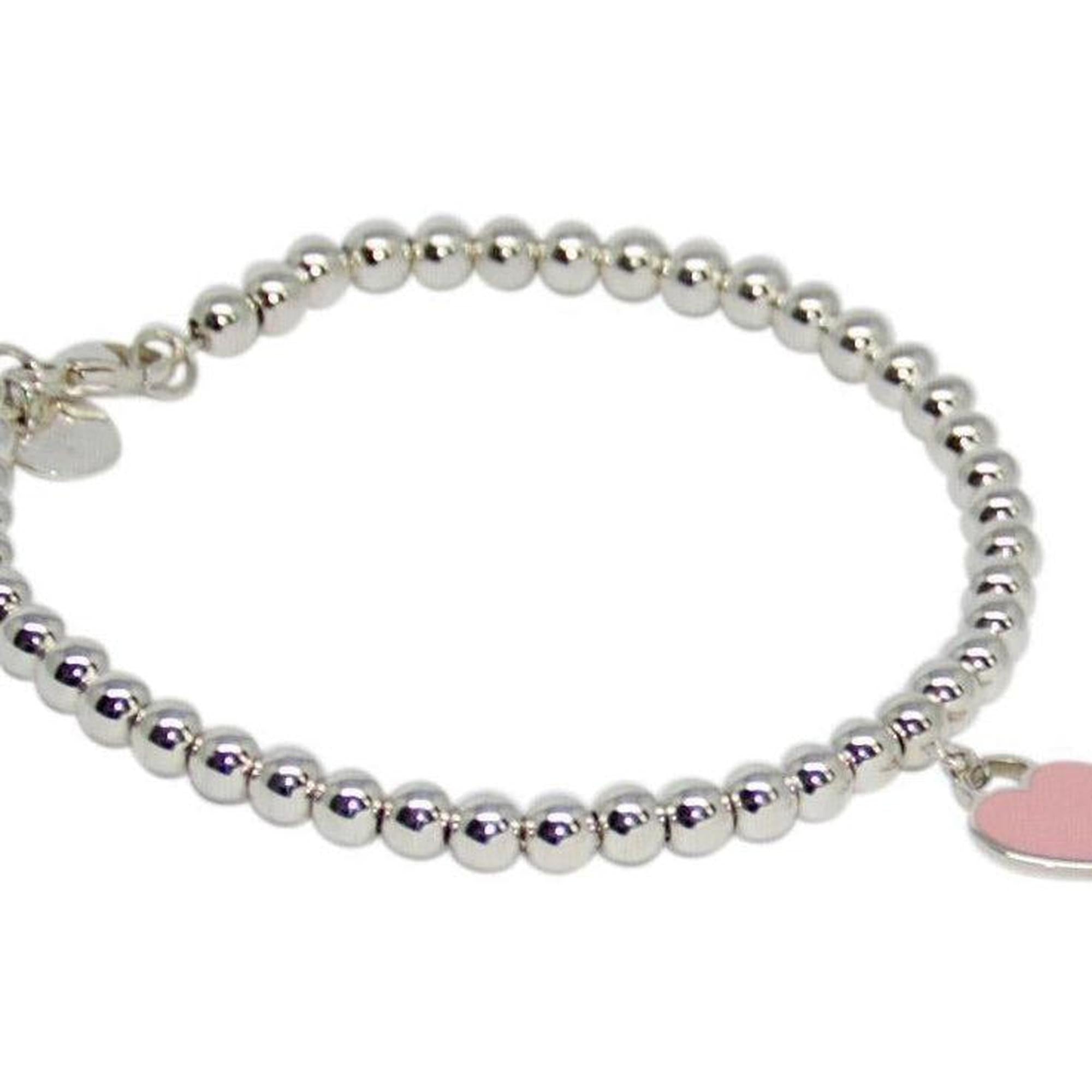 Tiffany & Co. Return to Tiffany Mini Heart Tag Bead Bracelet with Pink Enamel
