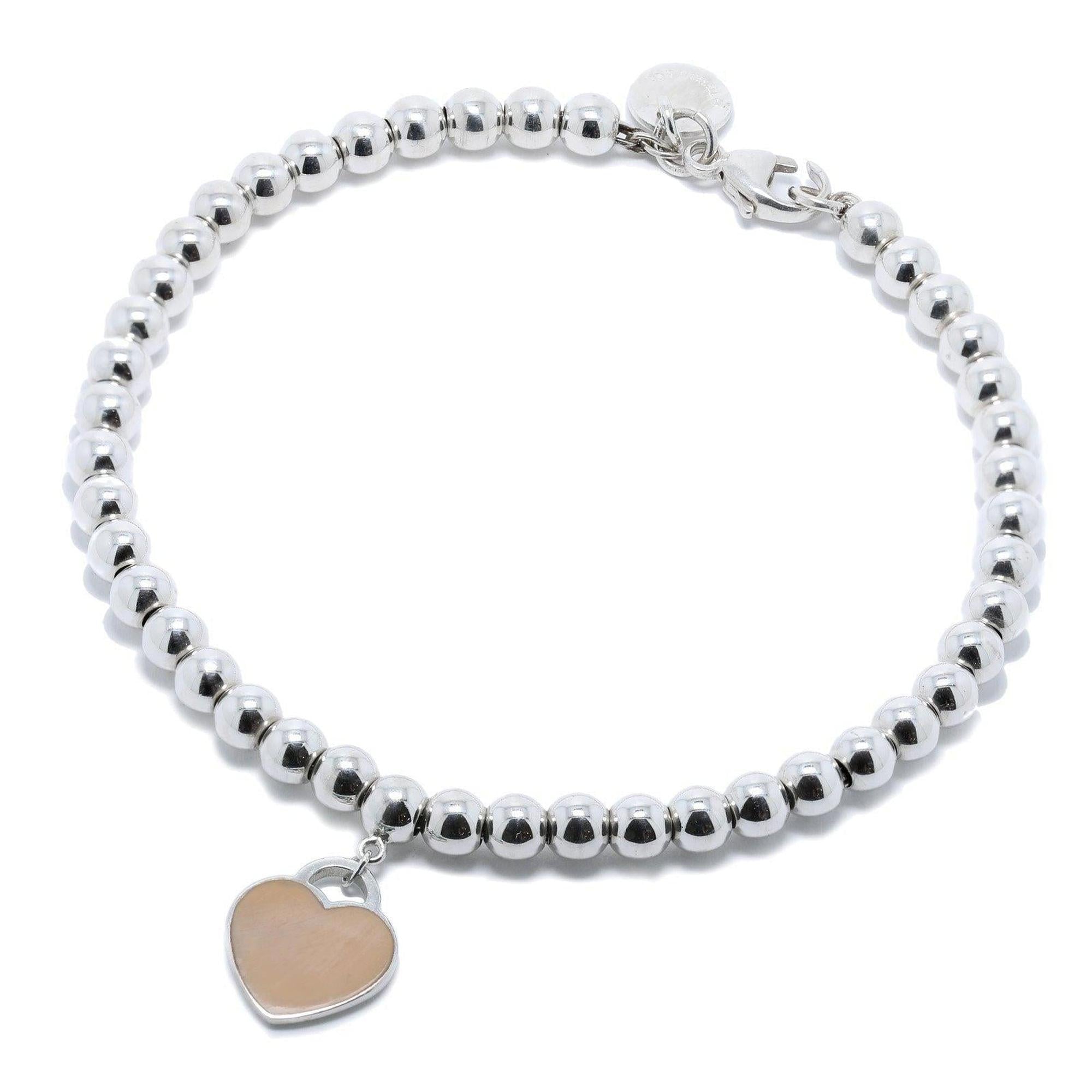 Tiffany & Co. Return to Tiffany Mini Heart Tag Bead Bracelet with Pink Enamel