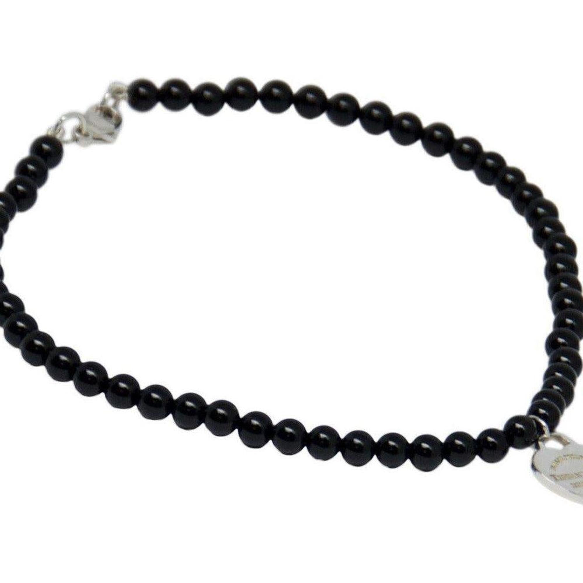 Tiffany & Co. Return to Tiffany Mini Heart Tag Onyx Bead Bracelet