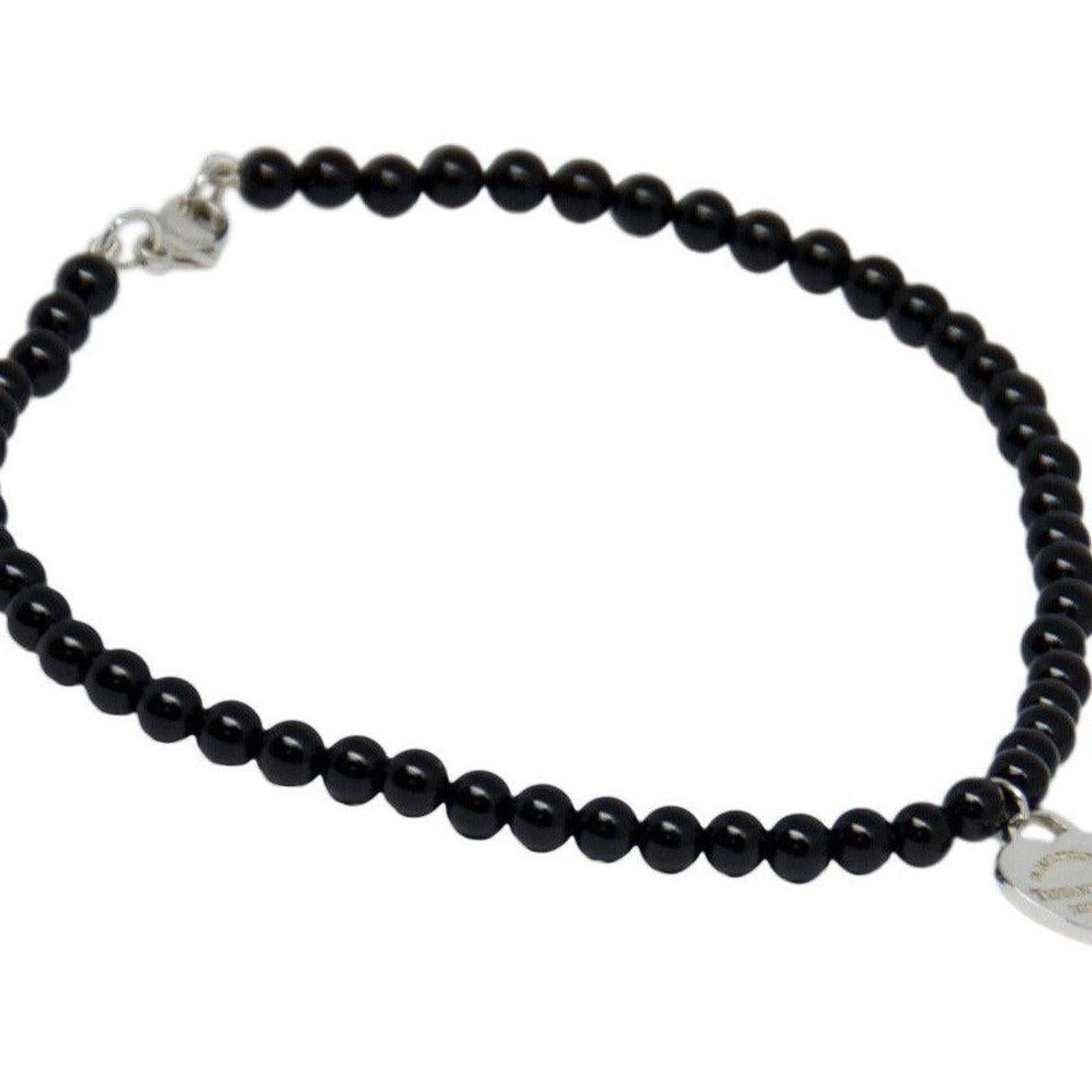 Tiffany & Co. Return to Tiffany Mini Heart Tag Onyx Bead Bracelet