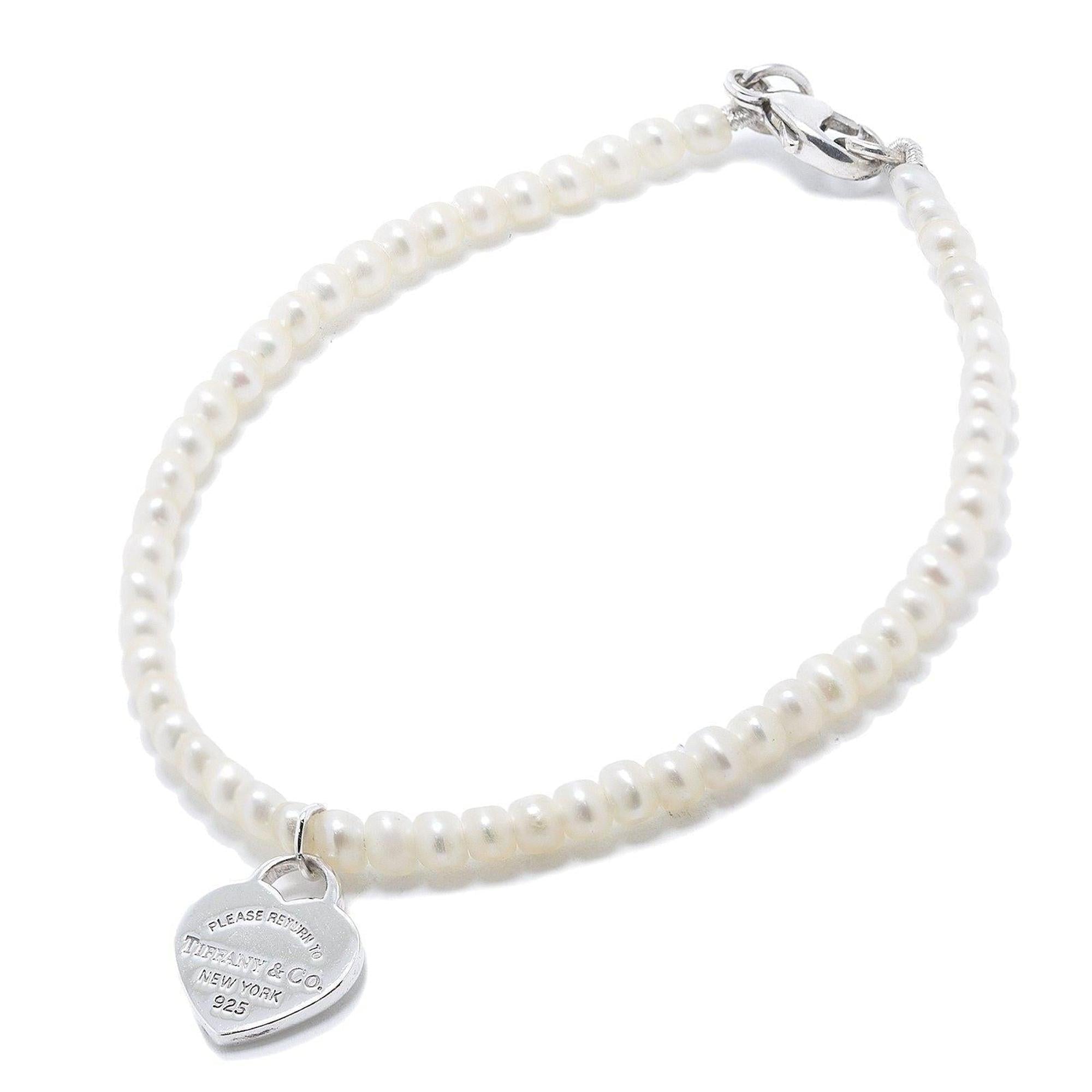 Tiffany & Co. Return to Tiffany Mini Heart Tag Pearl Bracelet