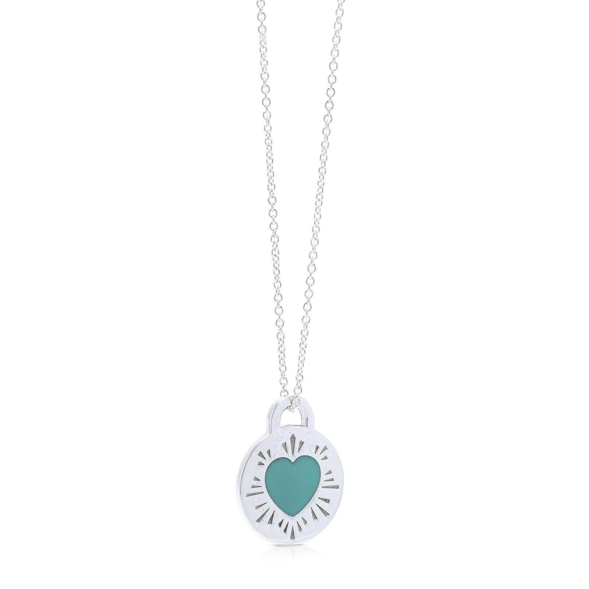 Tiffany & Co. Return to Tiffany Round Heart Pendant Necklace with Blue Enamel