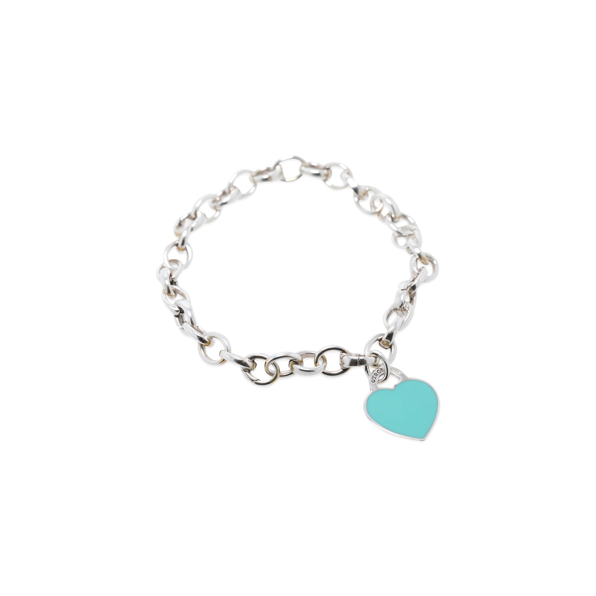 Tiffany & Co. Return to Tiffany Small Heart Tag Charm Bracelet with Blue Enamel