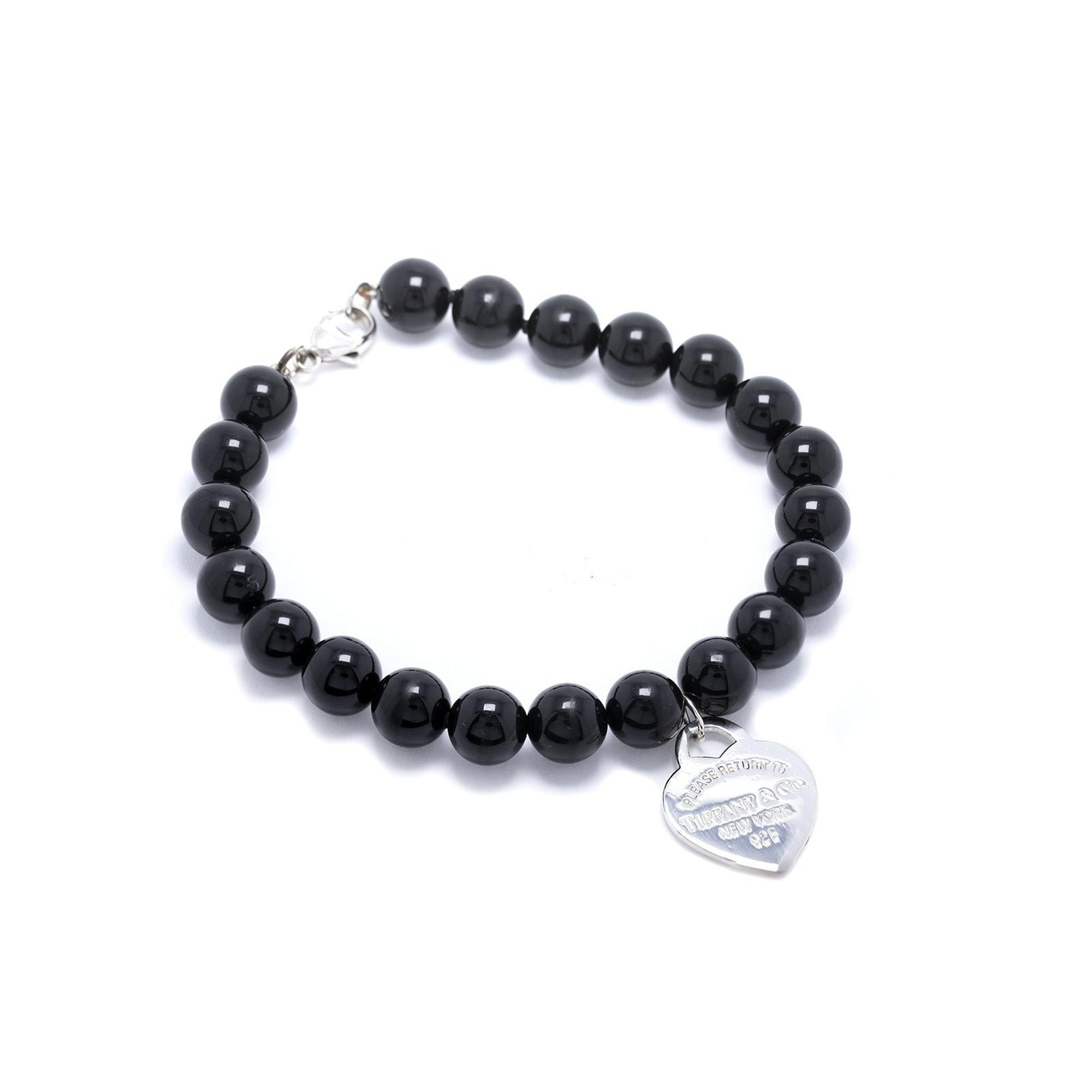 Tiffany & Co. Return to Tiffany Small Heart Tag Onyx Bead Bracelet