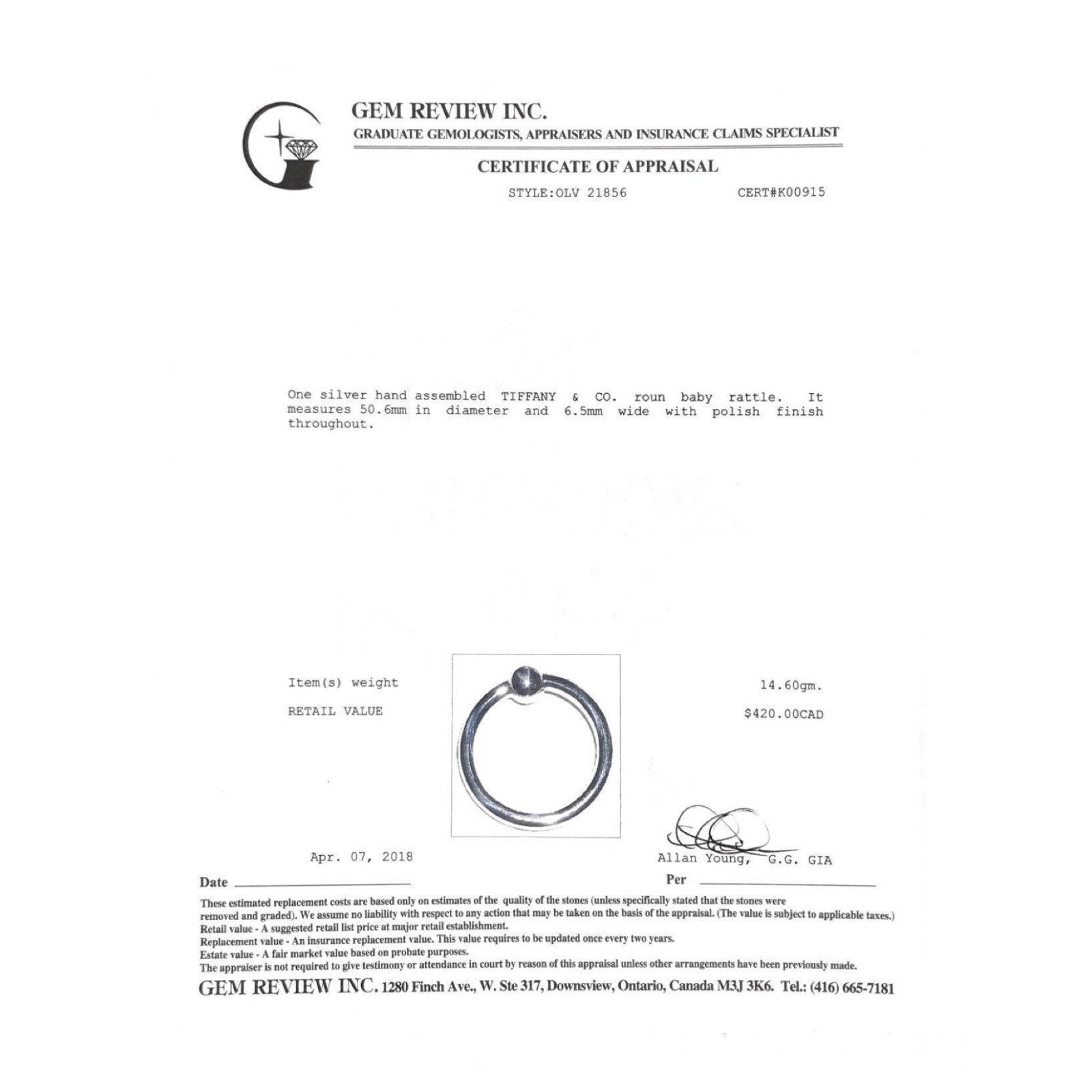 Tiffany & Co. Round Baby Rattle