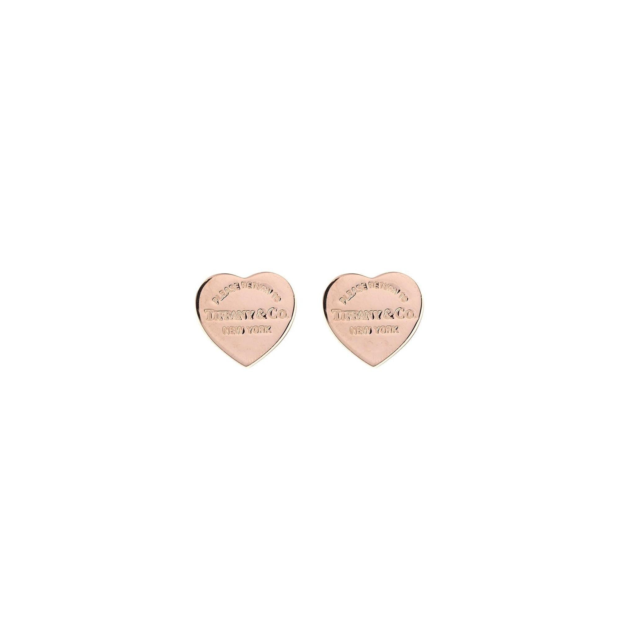 Tiffany & Co. Rubedo & Silver Return to Tiffany Mini Heart Tag Earrings