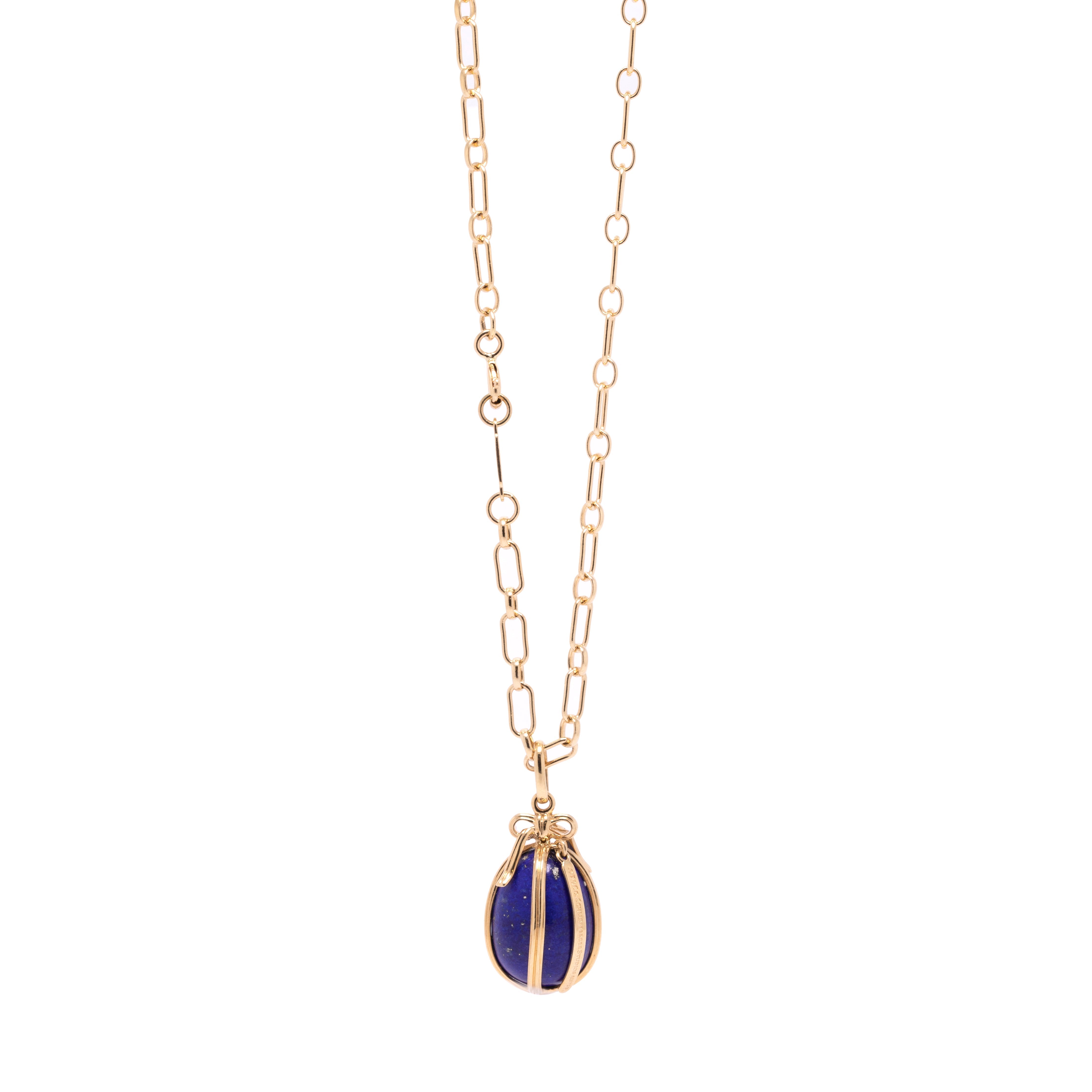 Tiffany Schlumberger 18k Gold Lapis Lazuli Egg Pendant