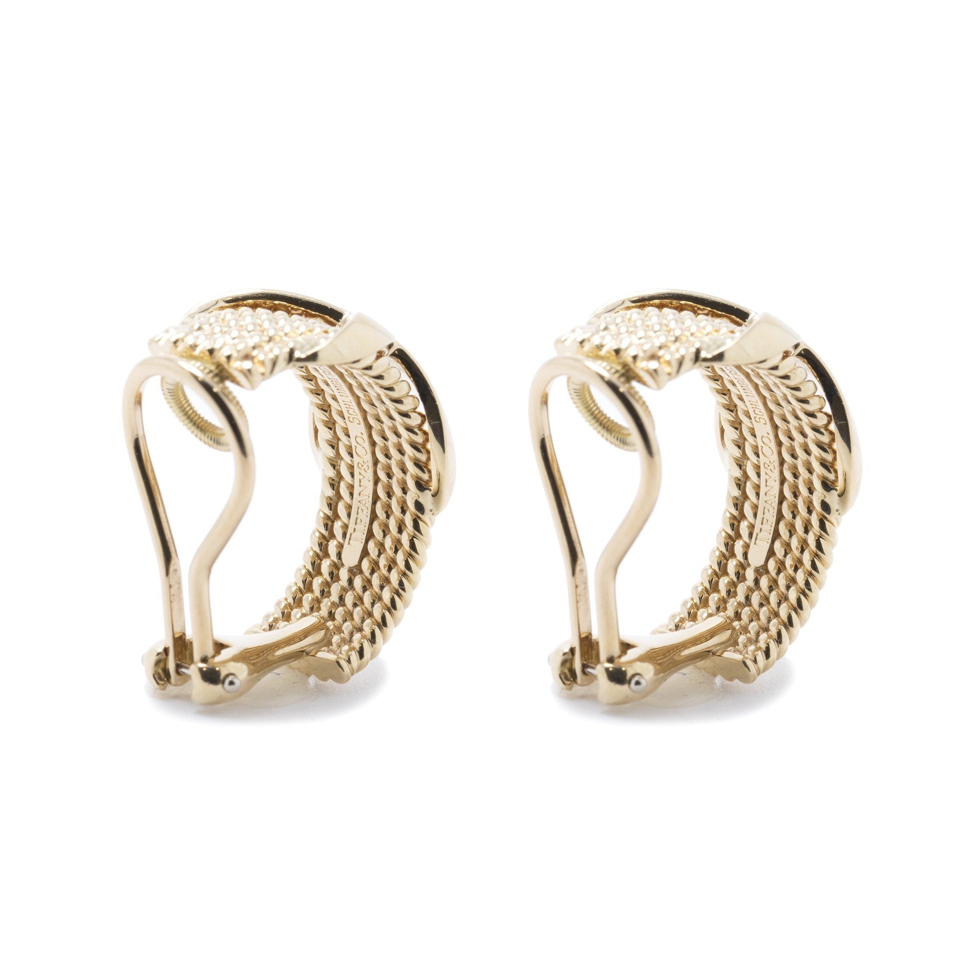 Tiffany & Co. Schlumberger 18k Gold Rope Six-Row Earclips