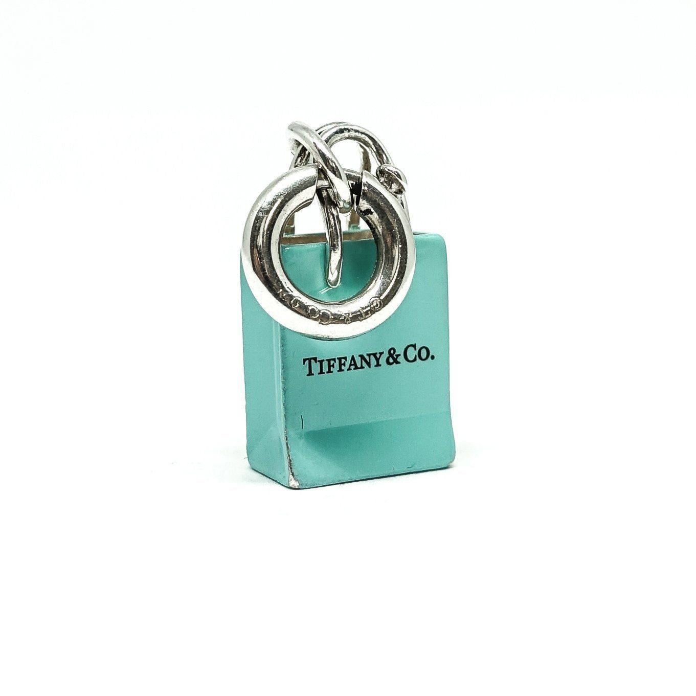 Tiffany & Co. Shopping Bag Charm with Blue Enamel